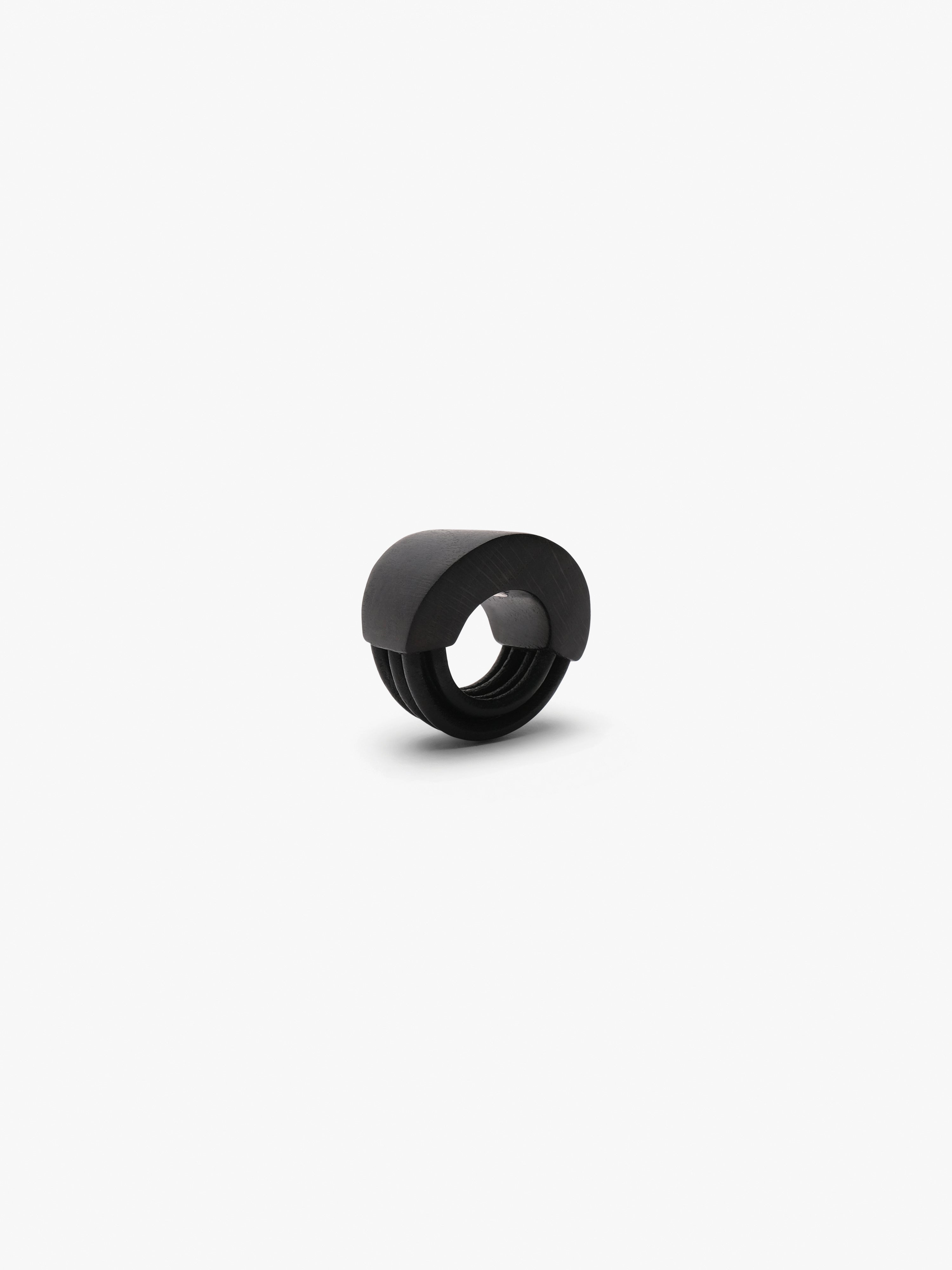 Bayla ring: bog oak, leather