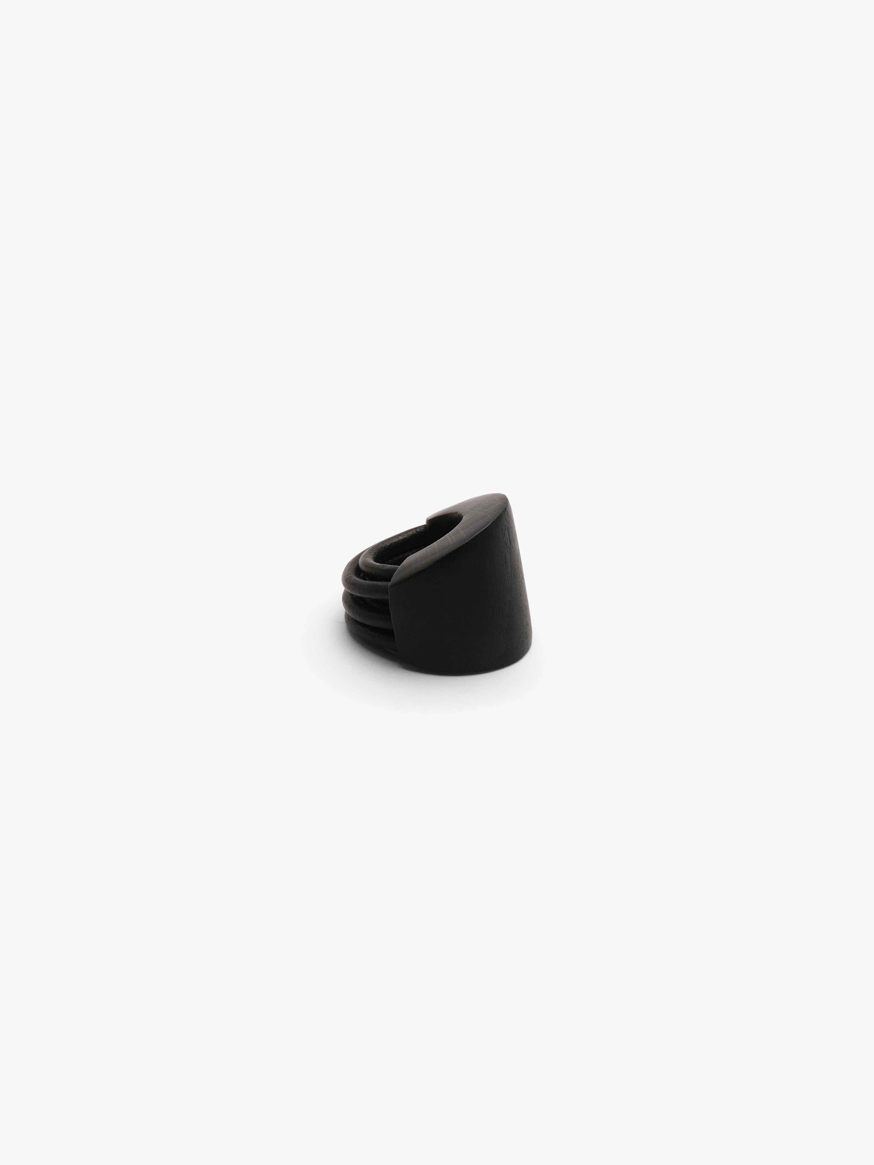 Bayla ring: bog oak, leather