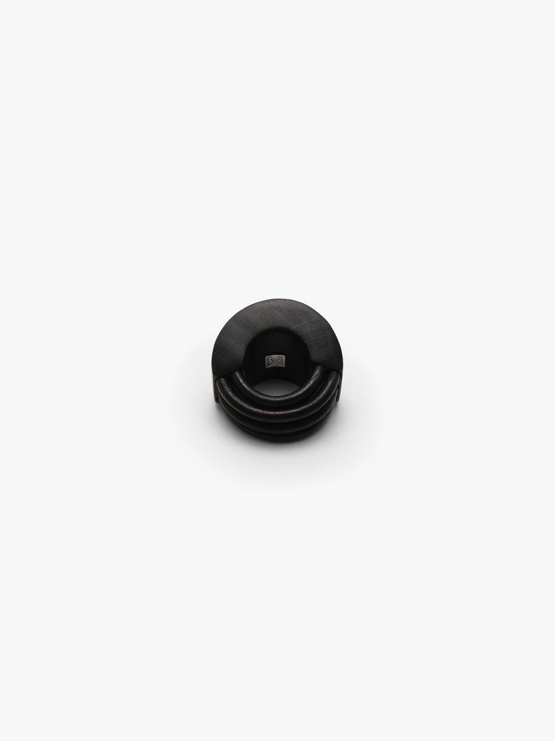 Bayla ring: bog oak, leather