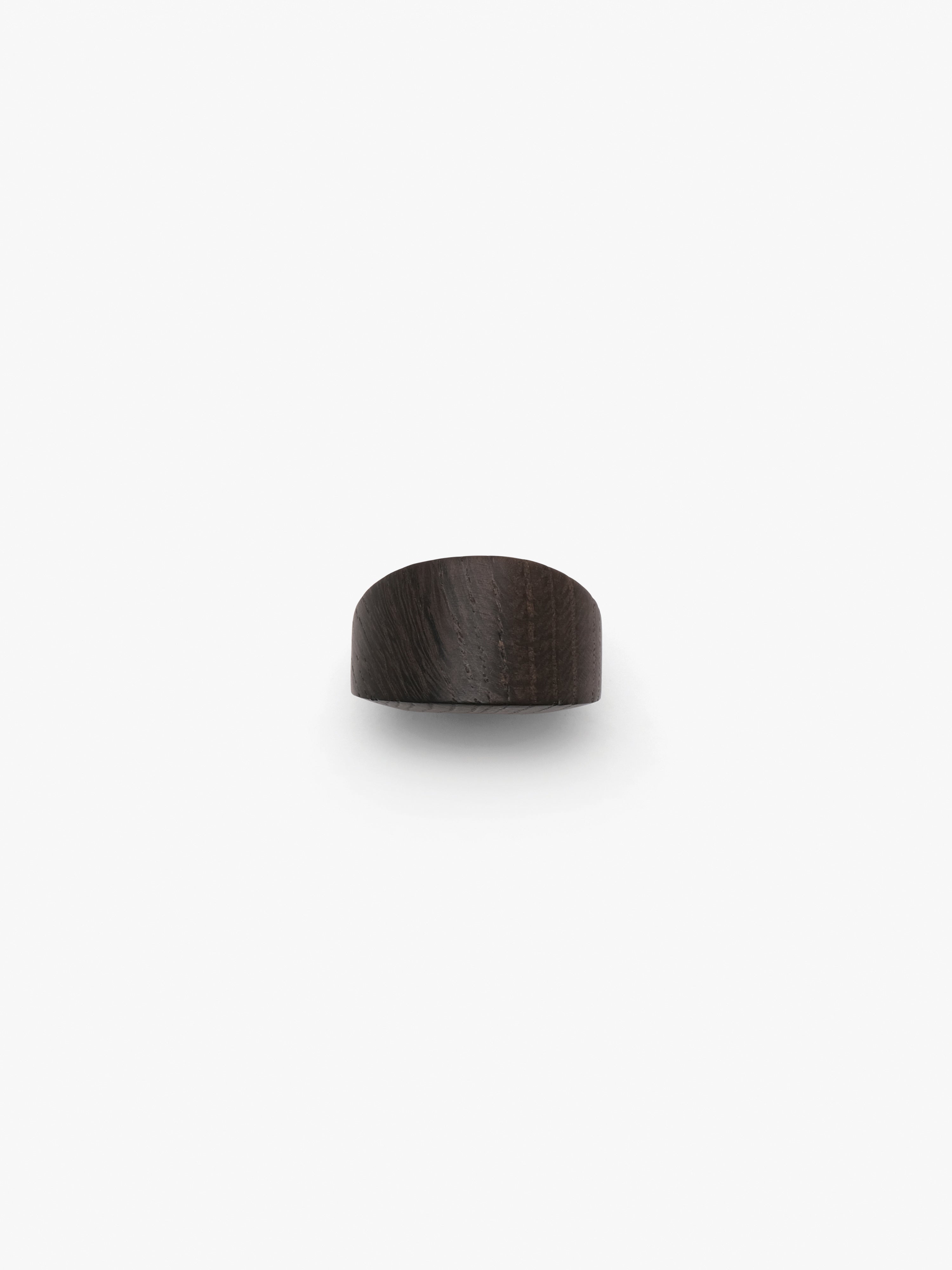 Brontea ring: bog oak, leather