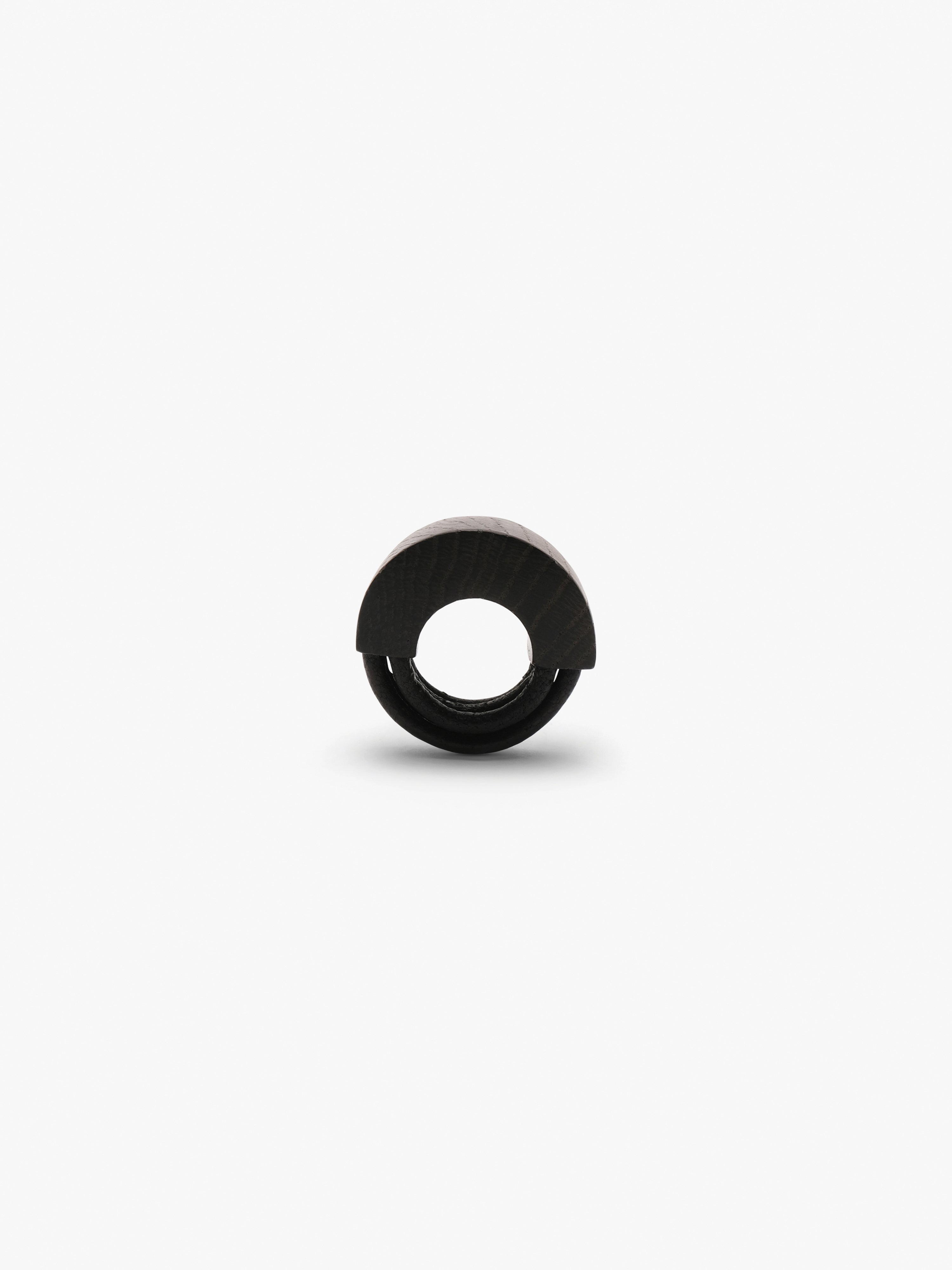 Brontea ring: bog oak, leather