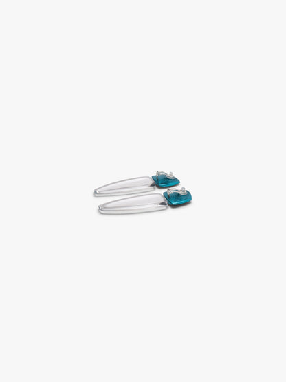 Joa earrings: bluefoil, clear greencast