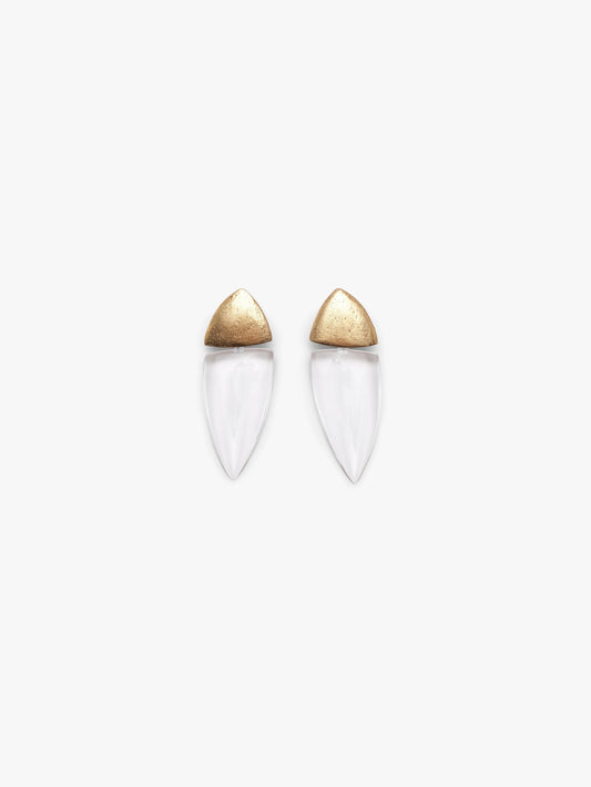 Fira earrings: goldfoil, acacia, greencast