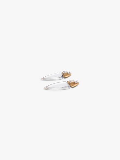 Fira earrings: goldfoil, acacia, greencast