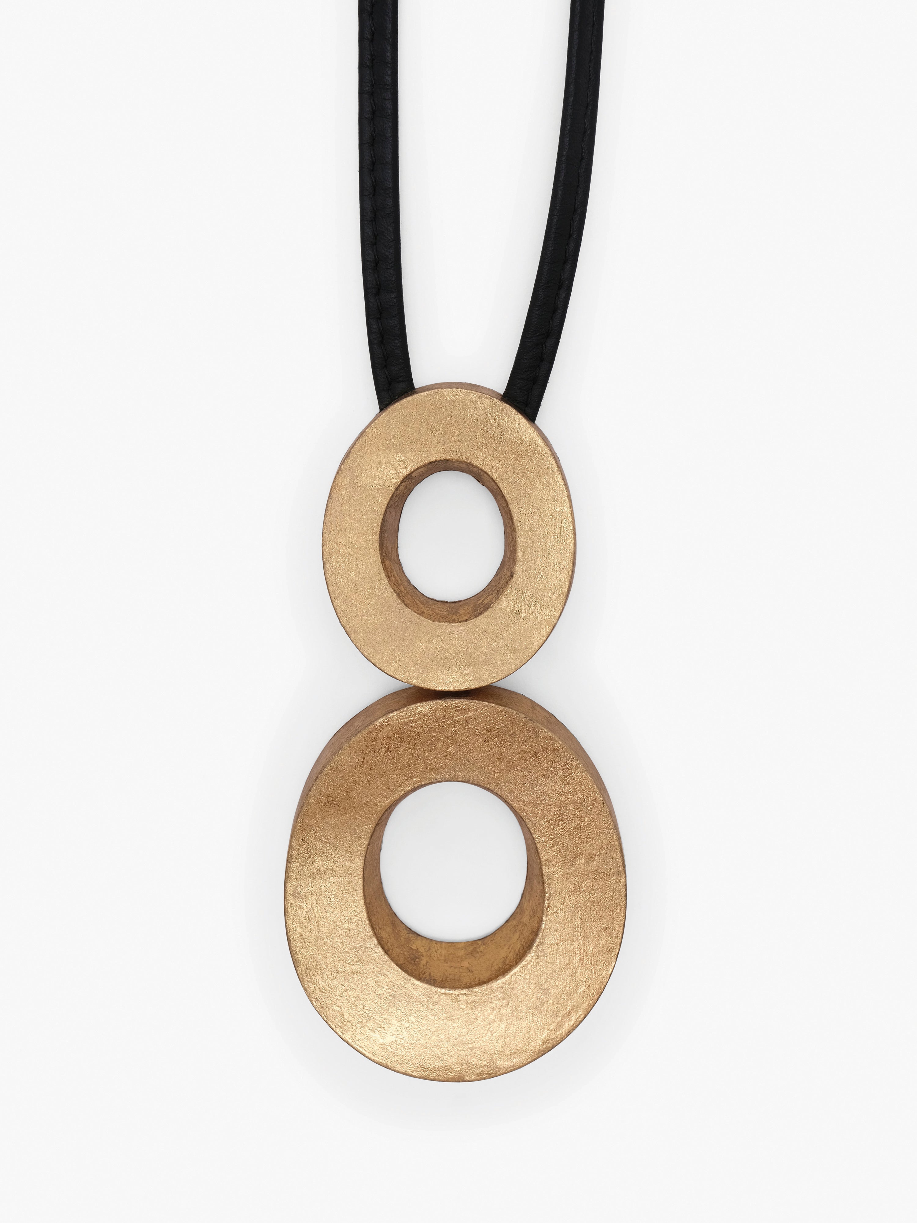 Eska pendant: acacia, goldfoil, leather