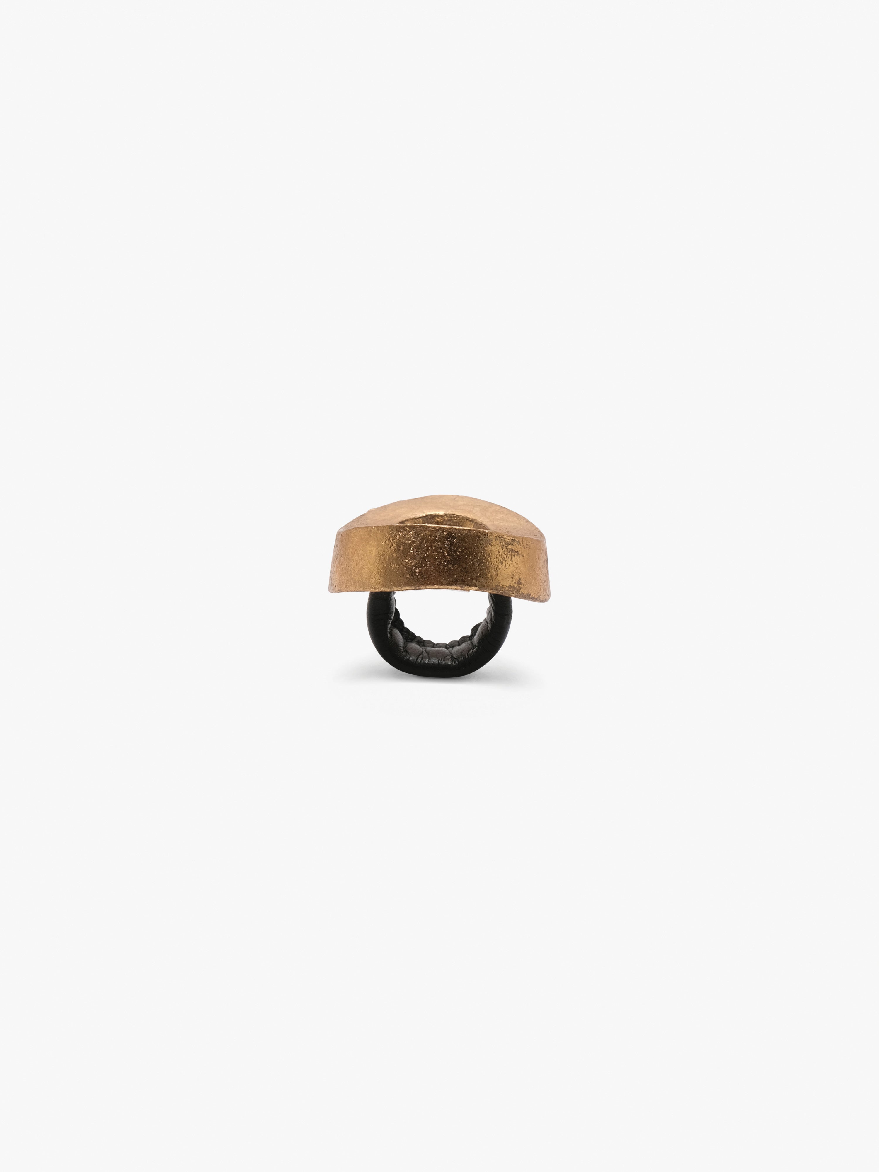 Elowen ring: acacia, goldfoil, leather
