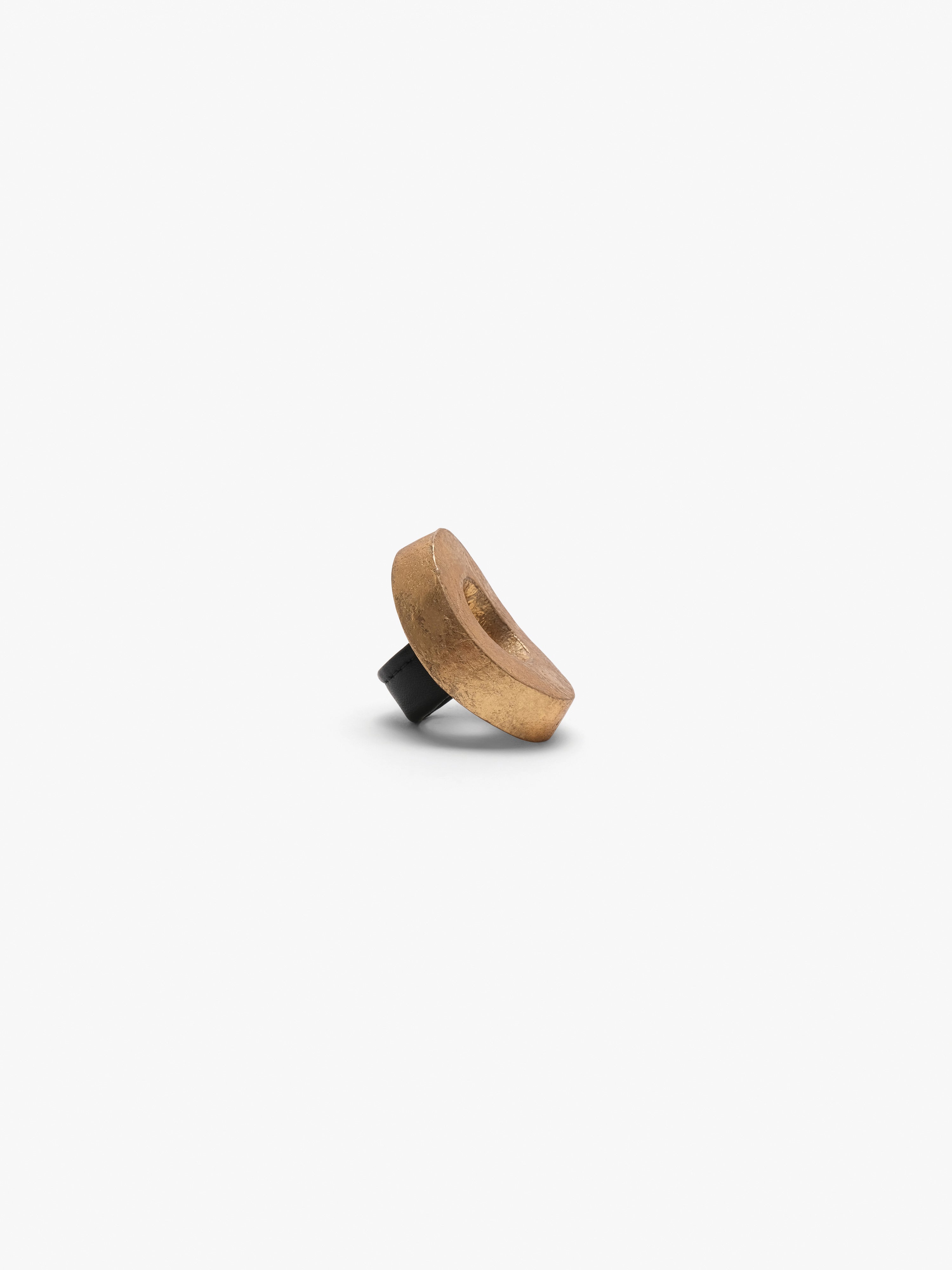 Elowen ring: acacia, goldfoil, leather