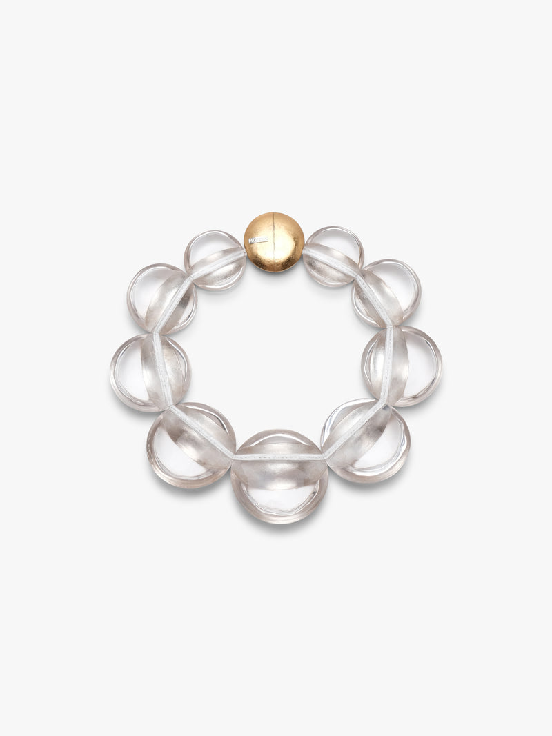 Sava necklace: greencast acrylic, goldfoil