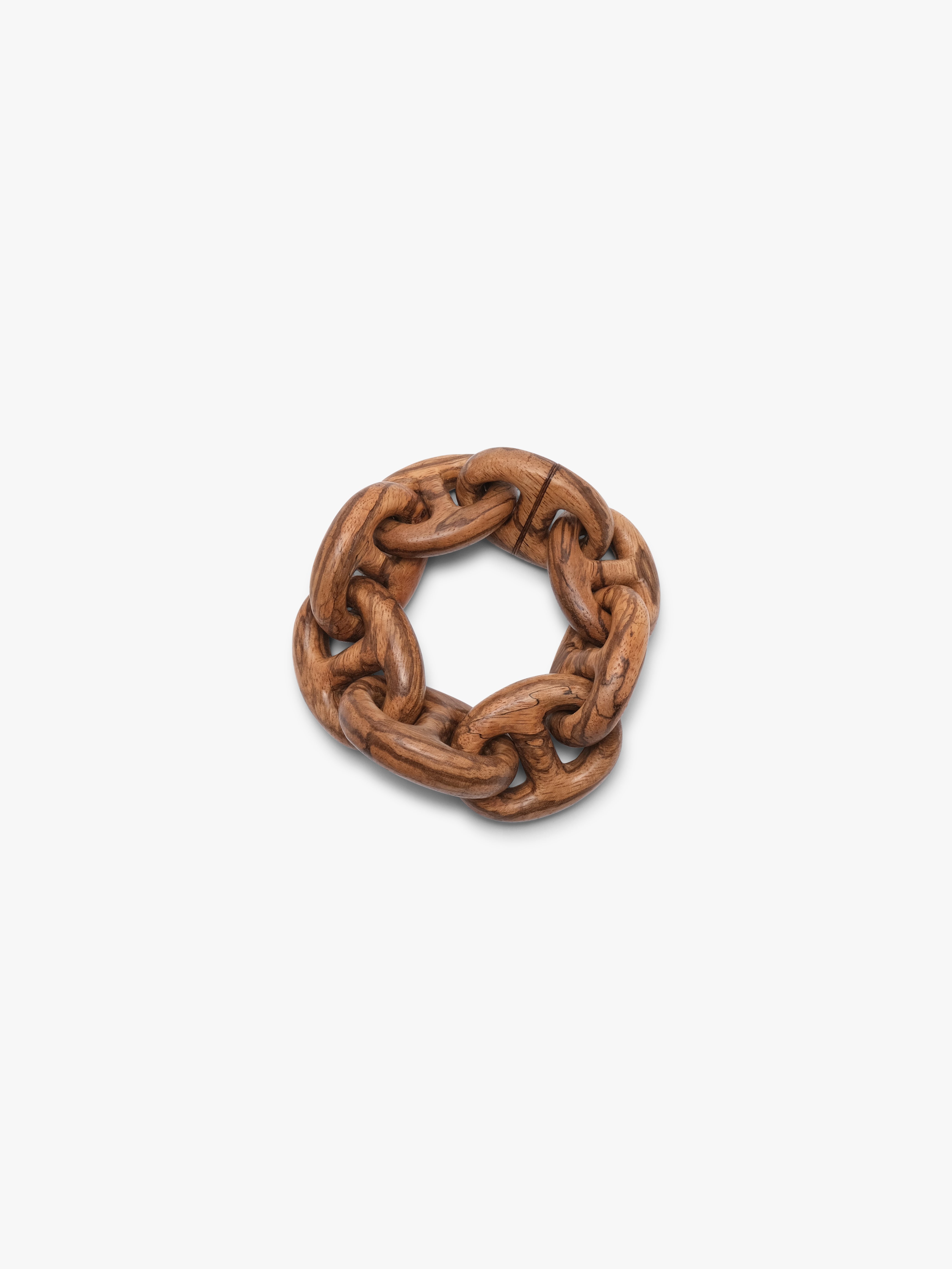 interlocking wood bracelet on a white background