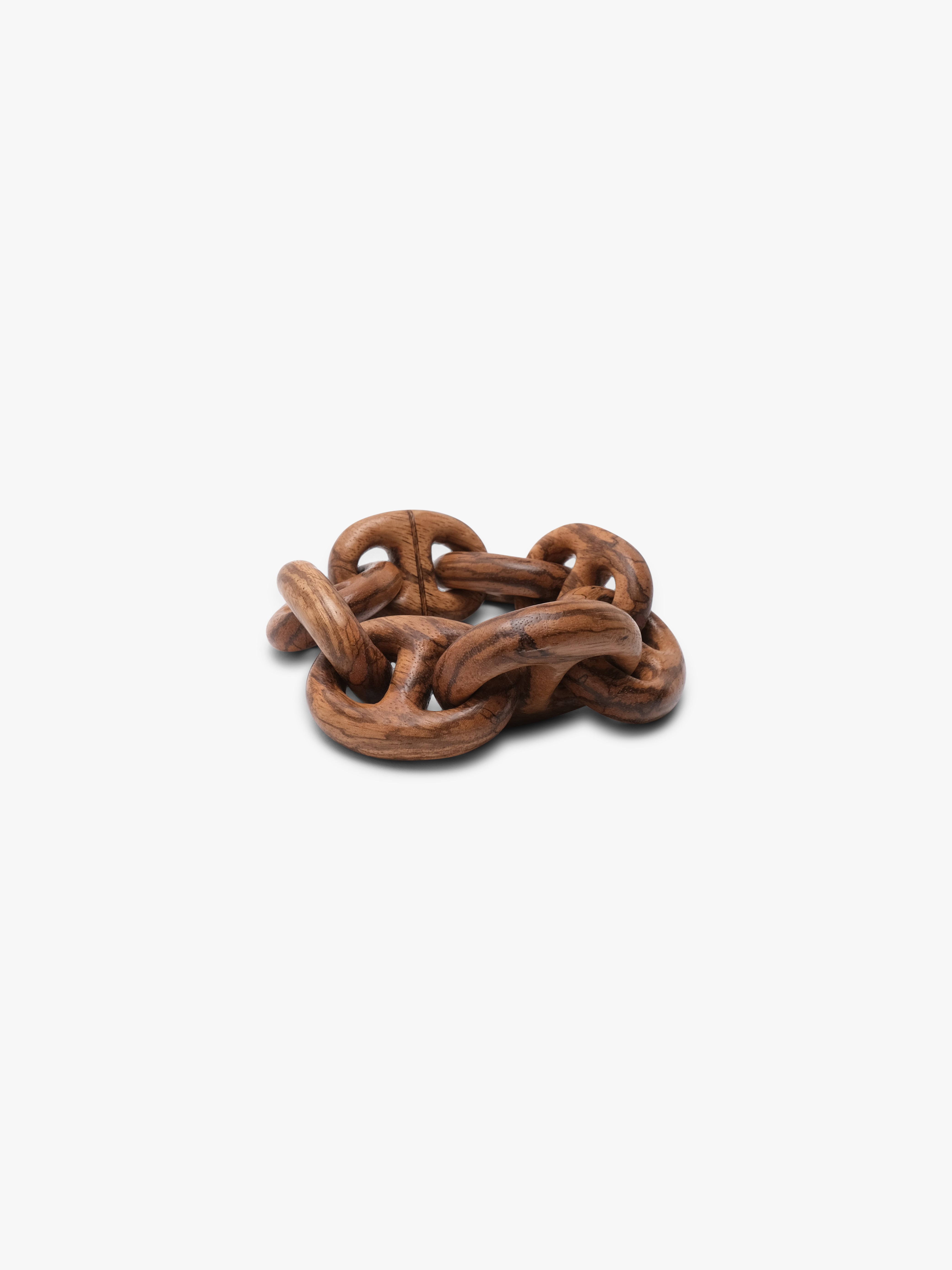 interlocking wood bracelet on a white background