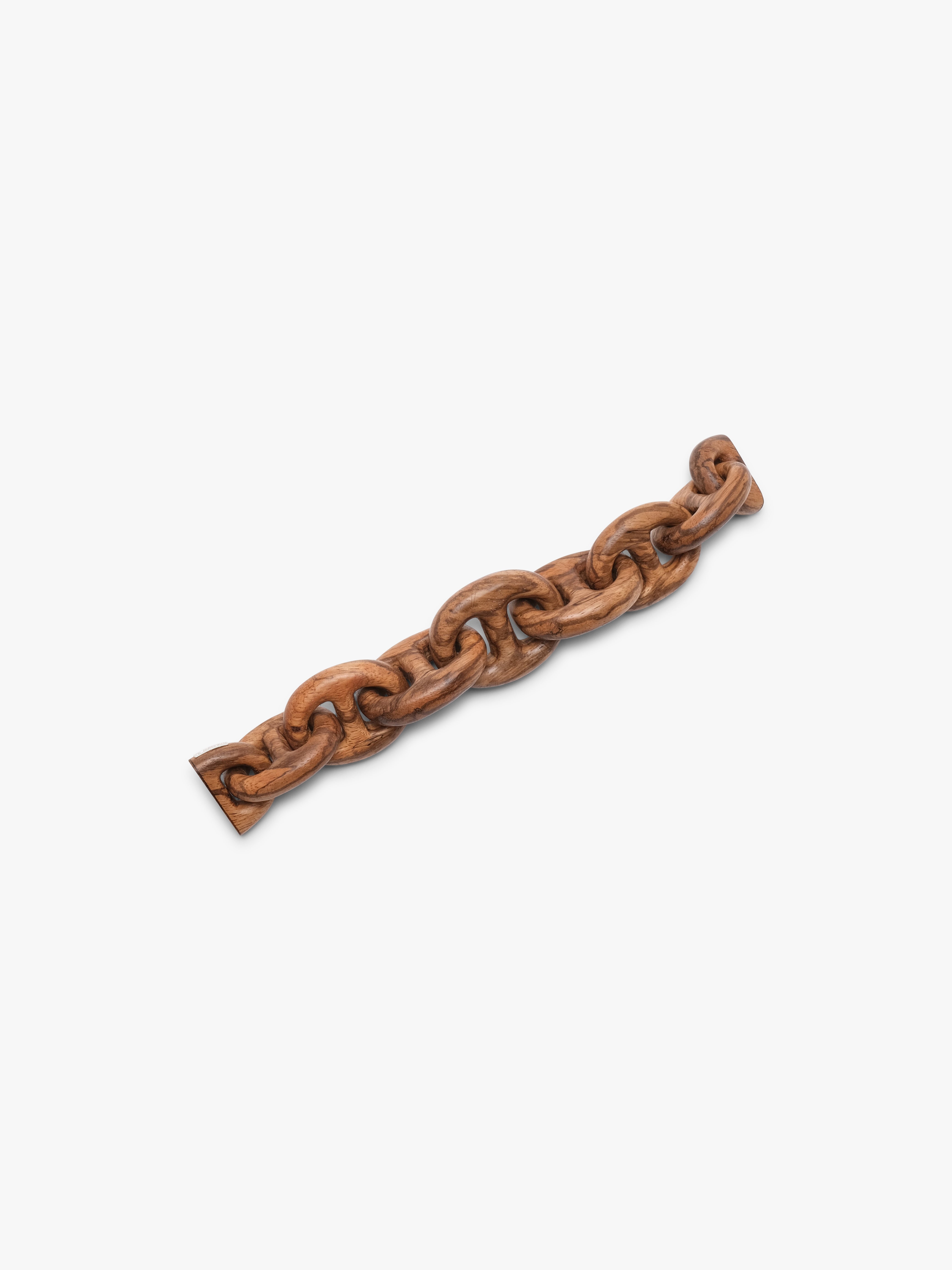 interlocking wood bracelet on a white background