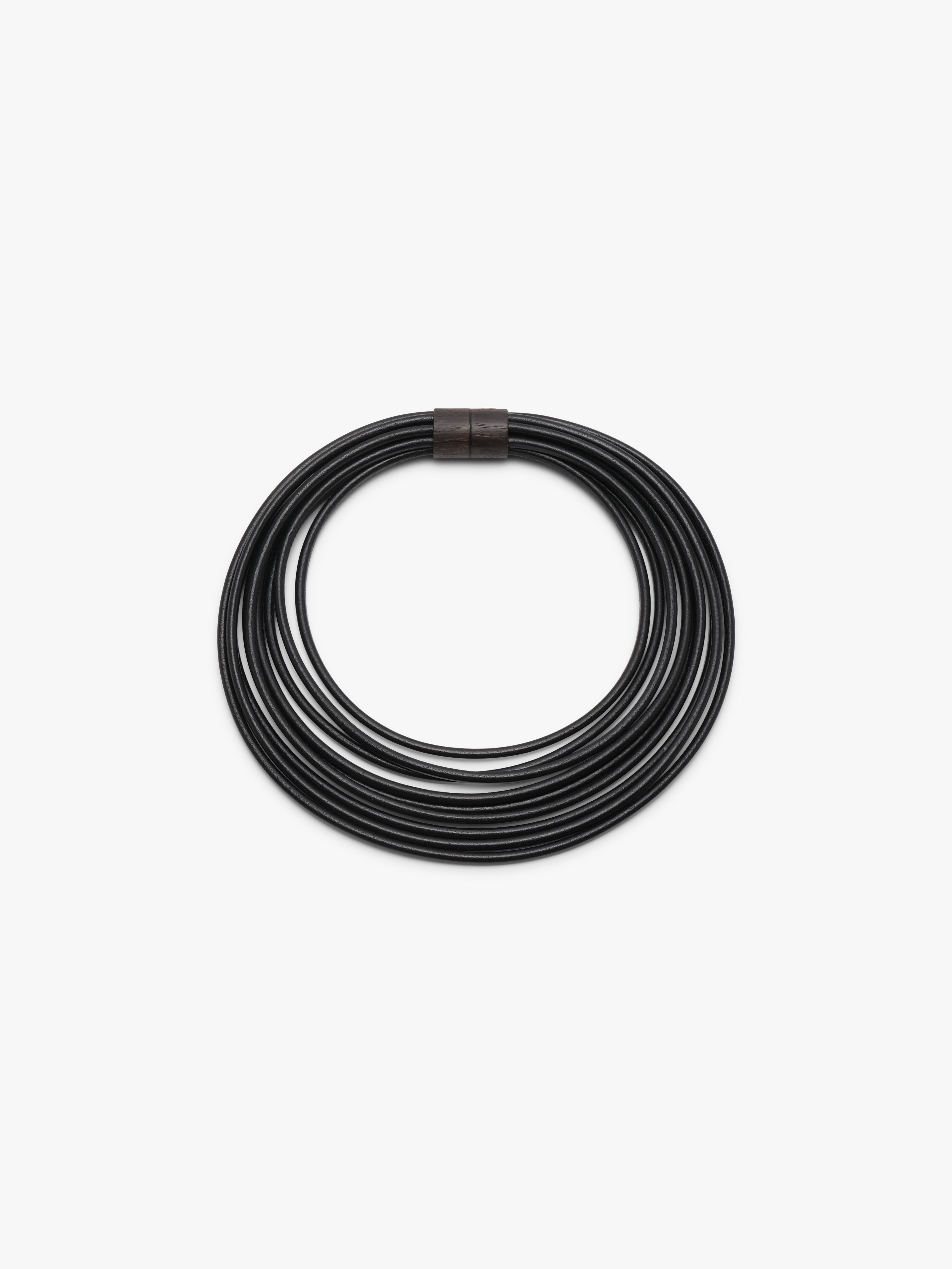 Oraya necklace: leather, bog oak