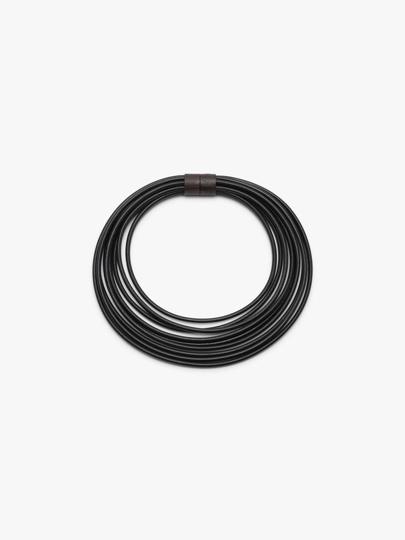 Oraya necklace: leather, bog oak