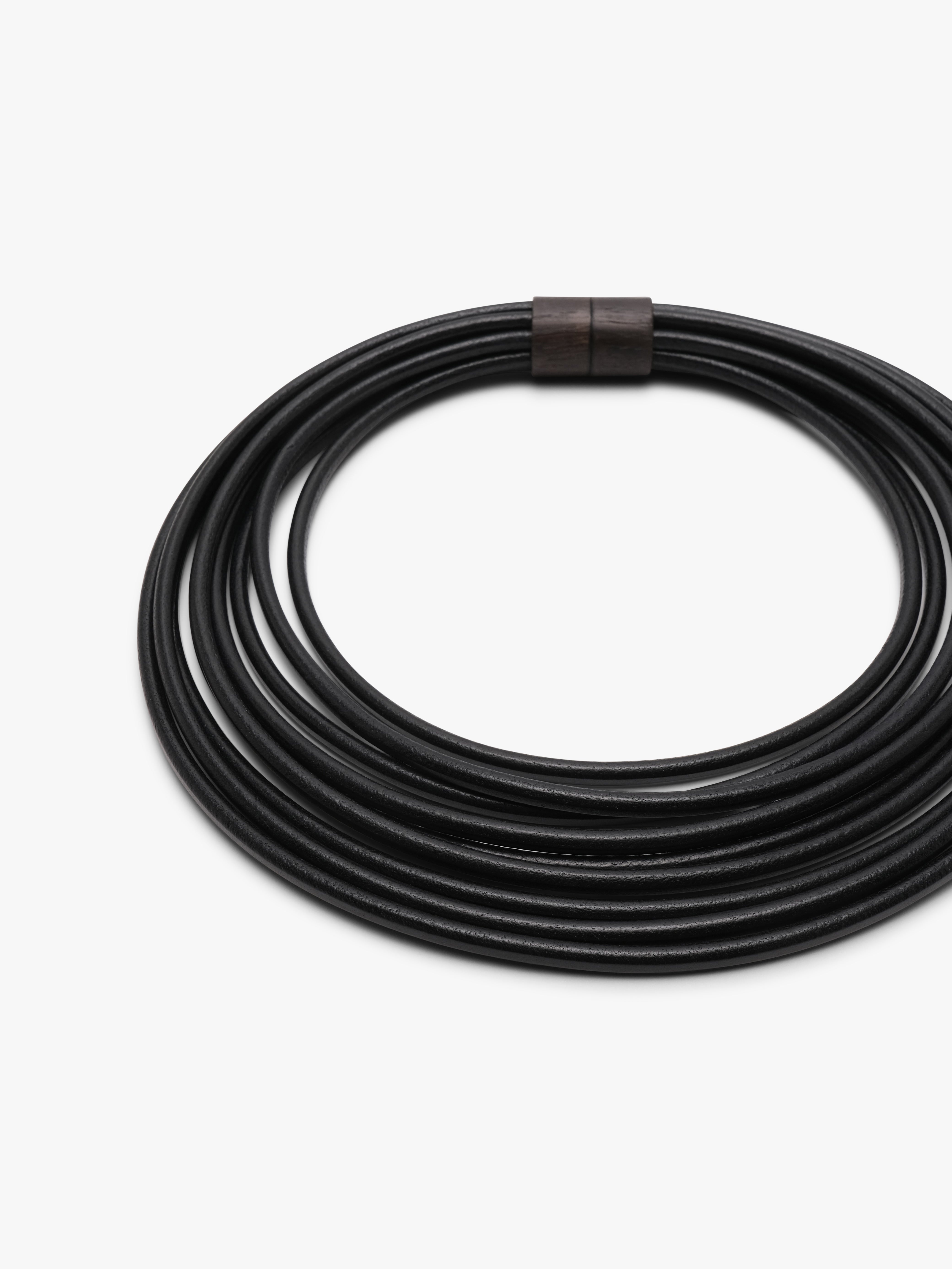 Oraya necklace: leather, bog oak