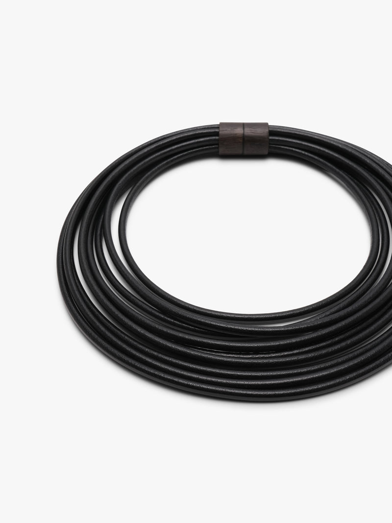Oraya necklace: leather, bog oak
