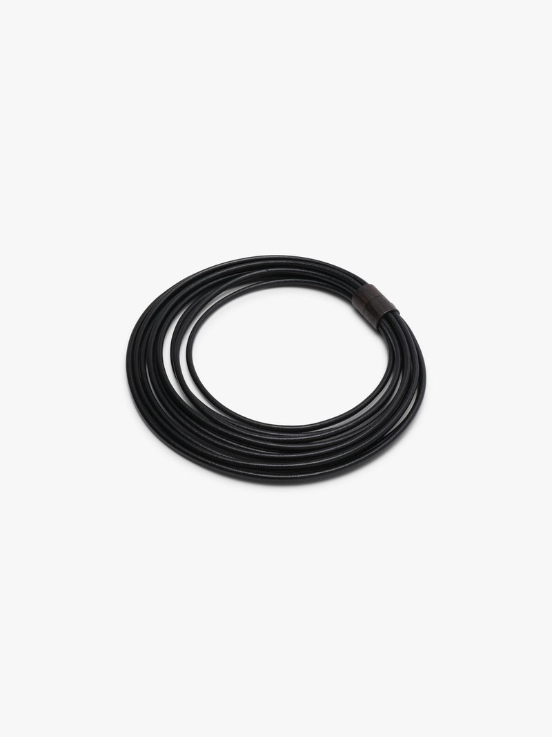 Oraya necklace: leather, bog oak