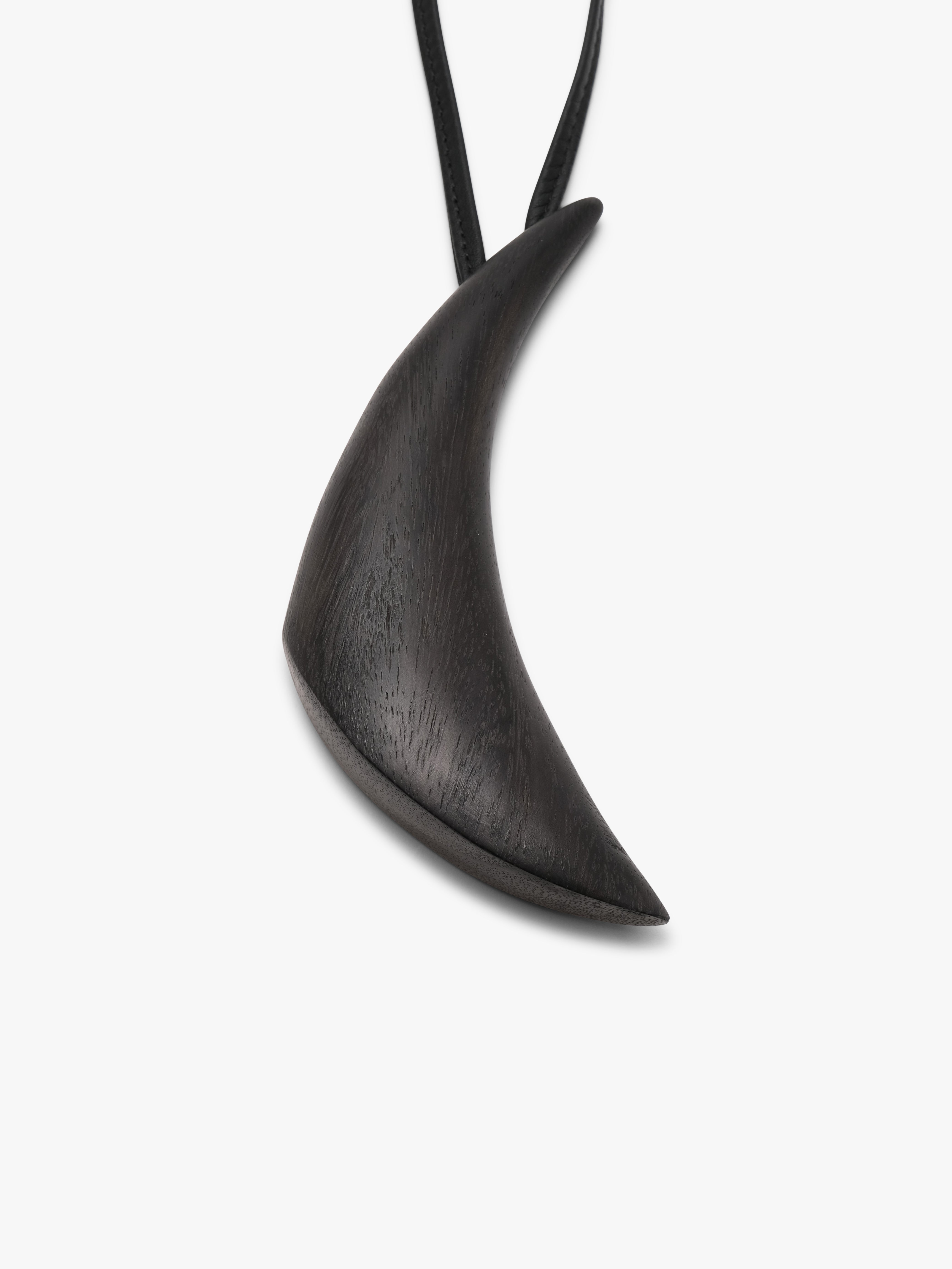 Suma pendant: black acacia, leather