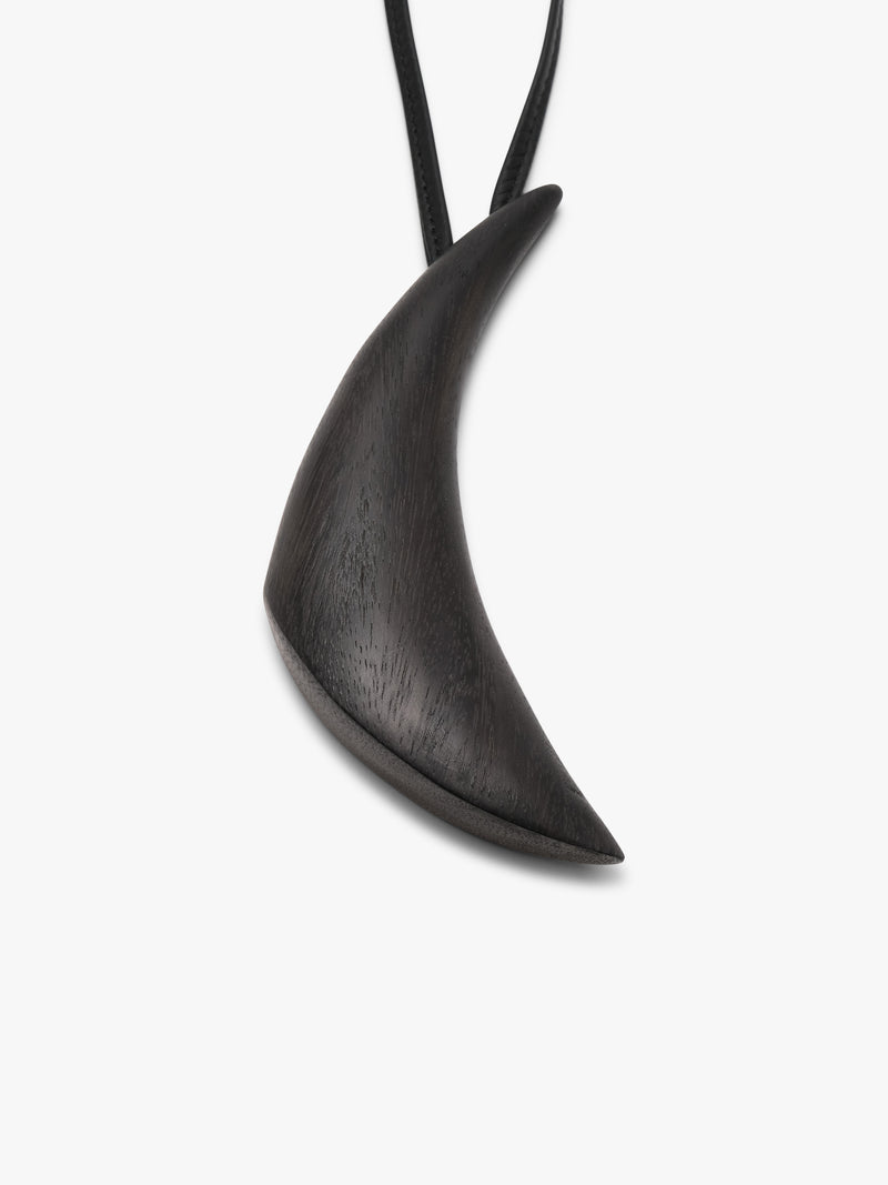 Suma pendant: black acacia, leather