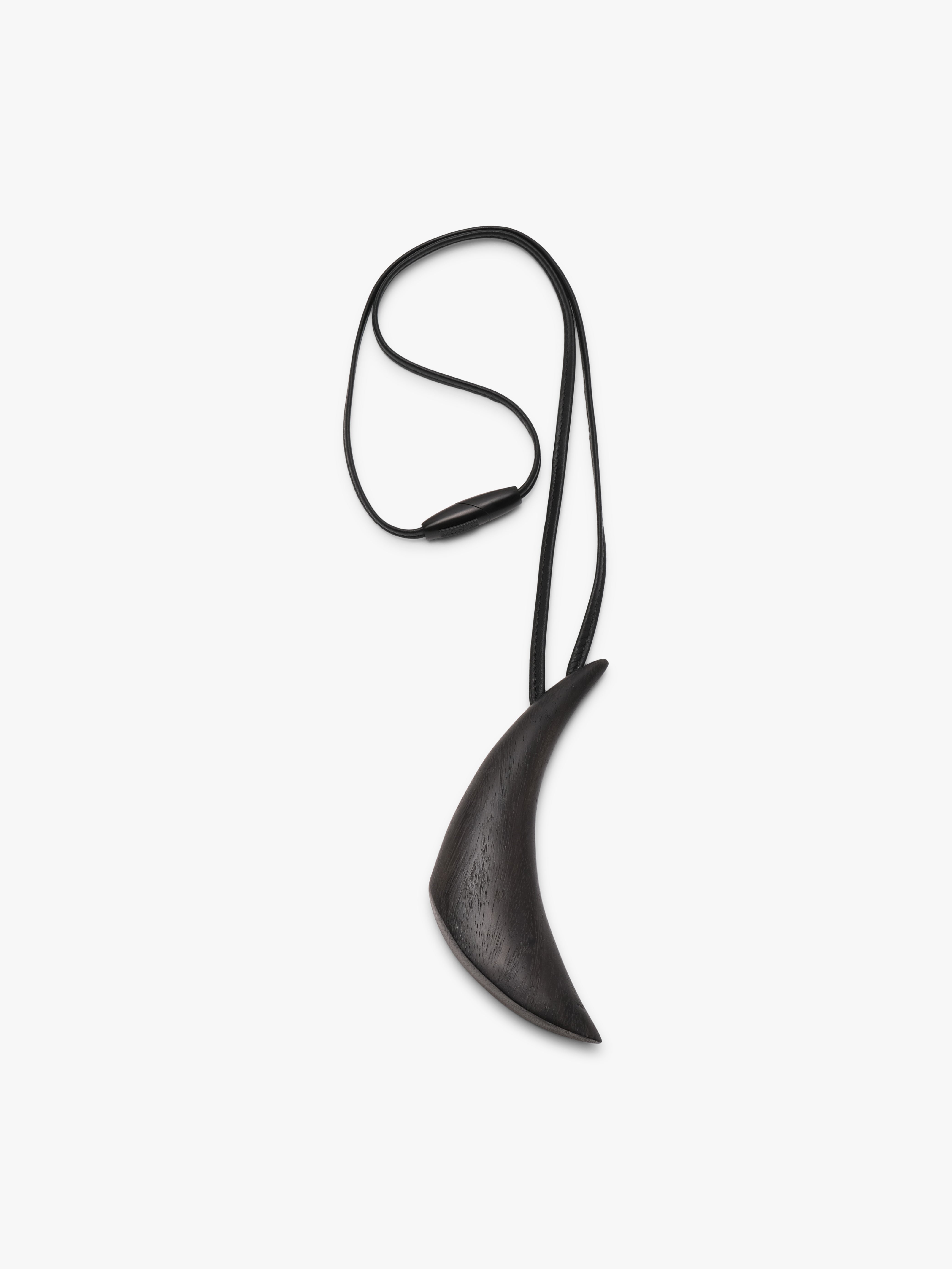 Suma pendant: black acacia, leather