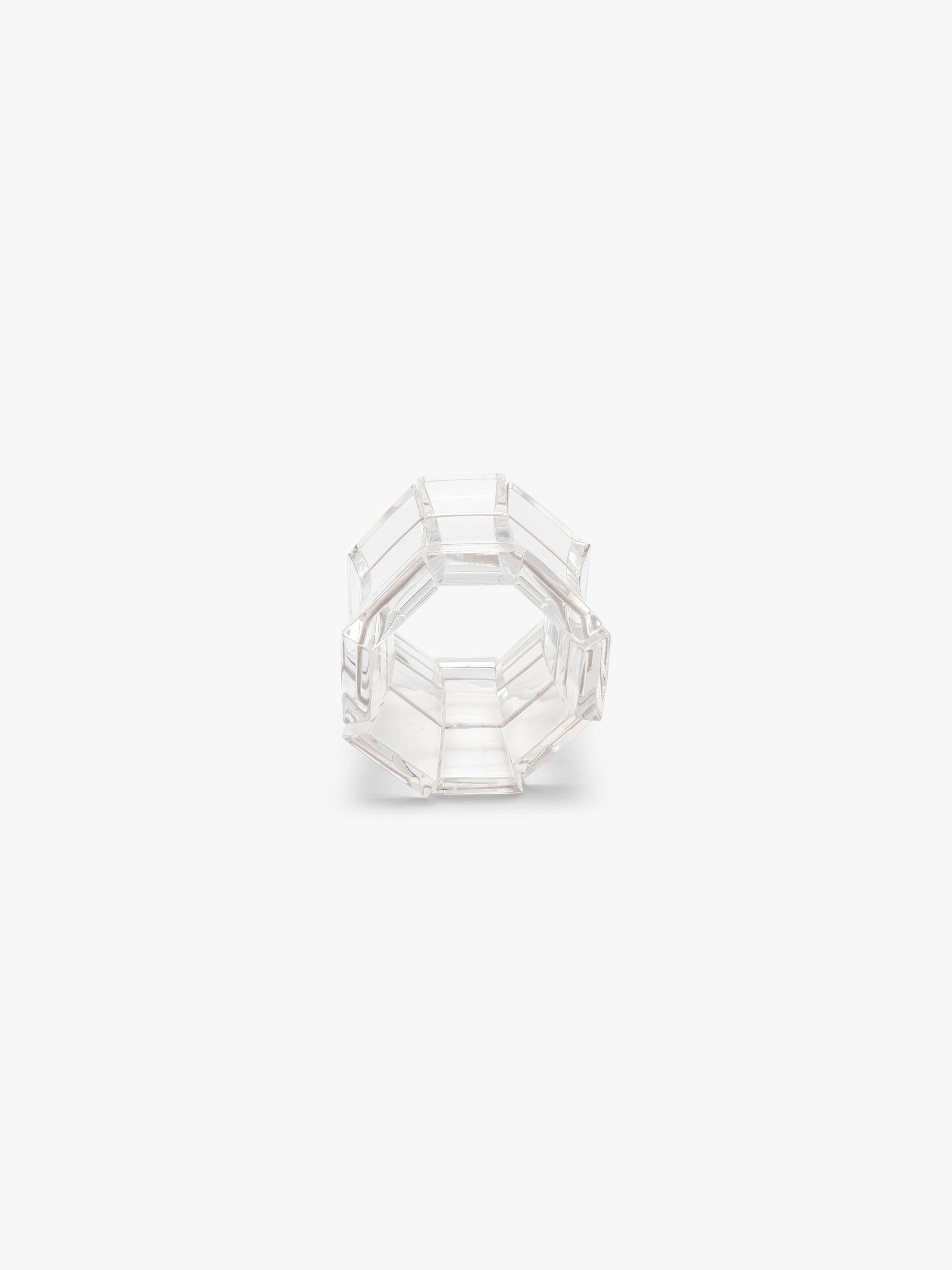 Transparent geometric bracelet on a white background