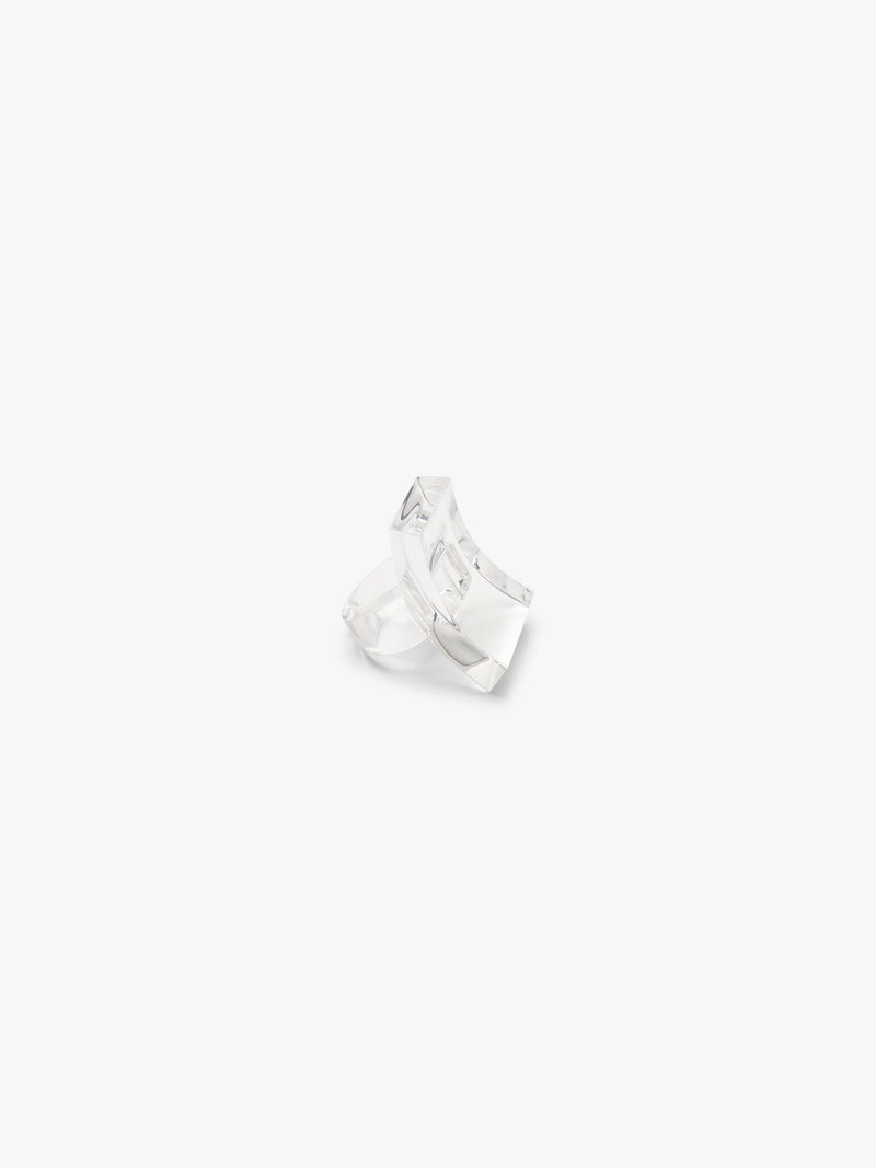 transparent acrylic ring on white background