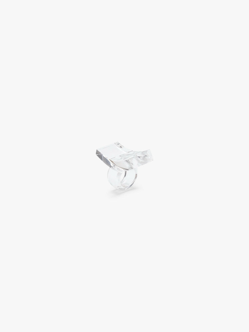 transparent acrylic ring on white background
