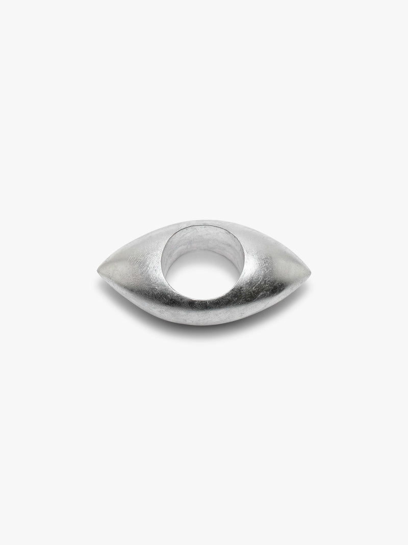 A bracelet covered in silverfoil with a textured surface, shown on a clean white background.