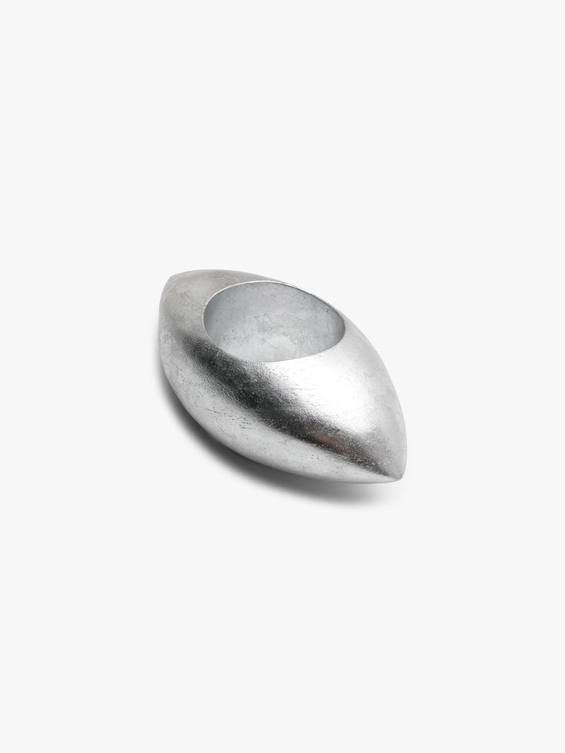 A bracelet covered in silverfoil with a textured surface, shown on a clean white background.