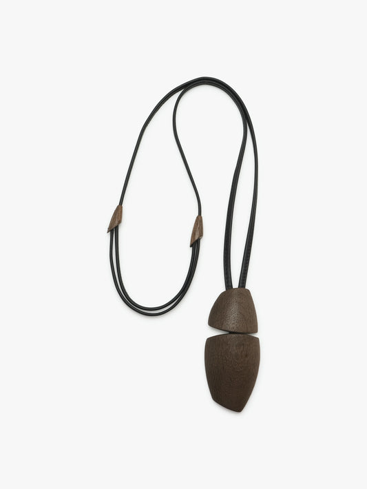 Lira pendant: bog oak, leather