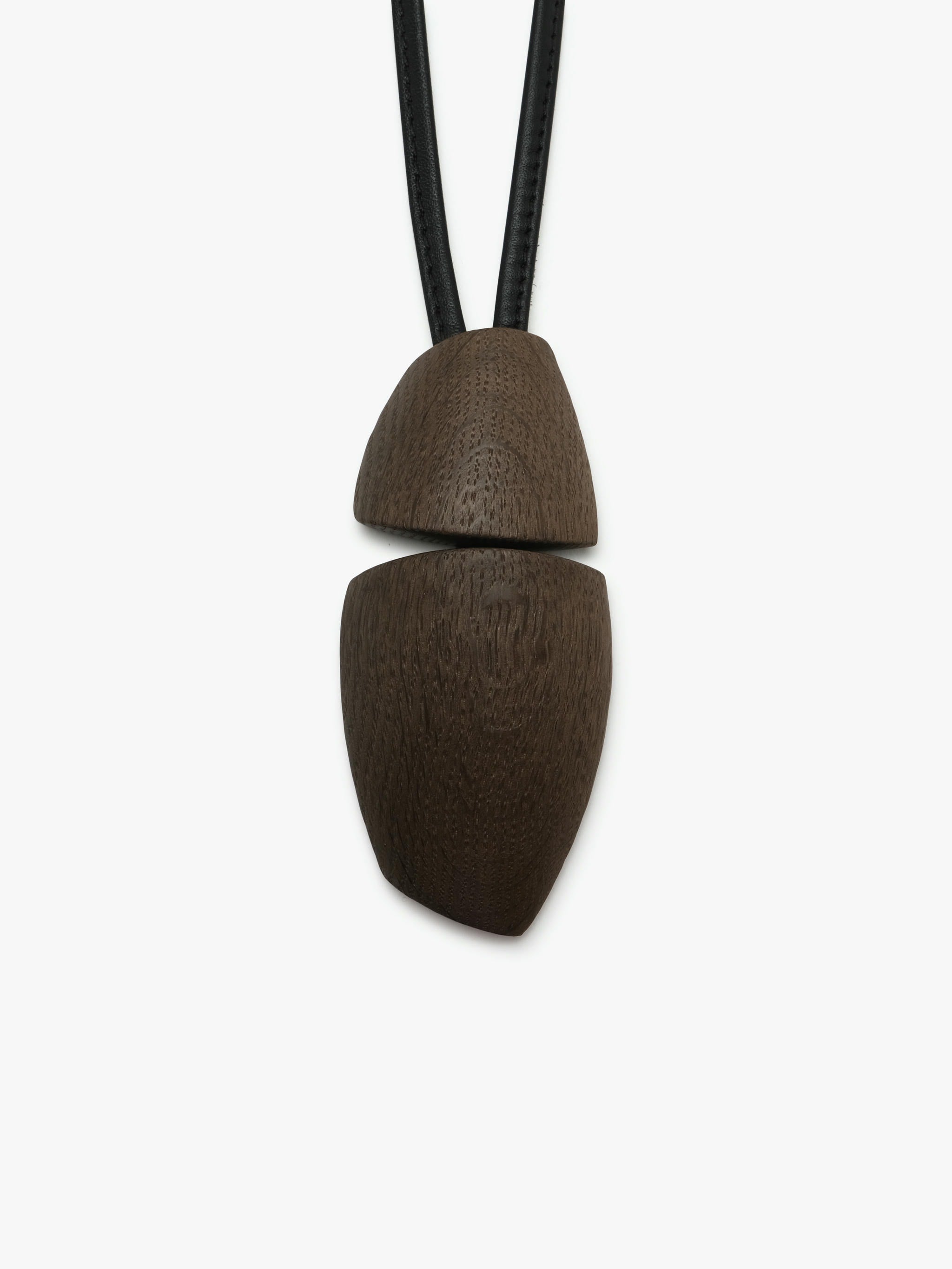 Lira pendant: bog oak, leather