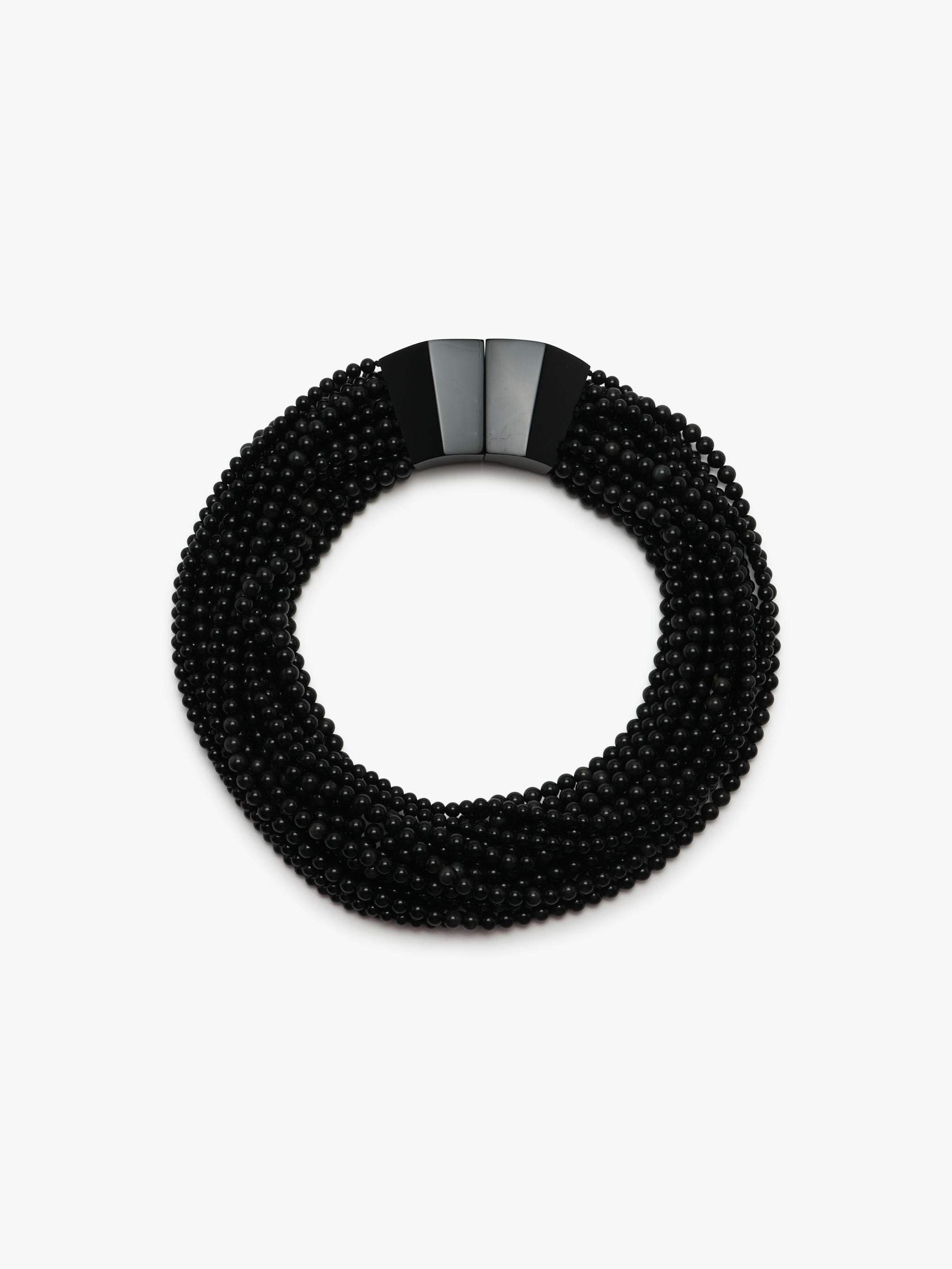 Kaia necklace: obsidian stone, acrylic