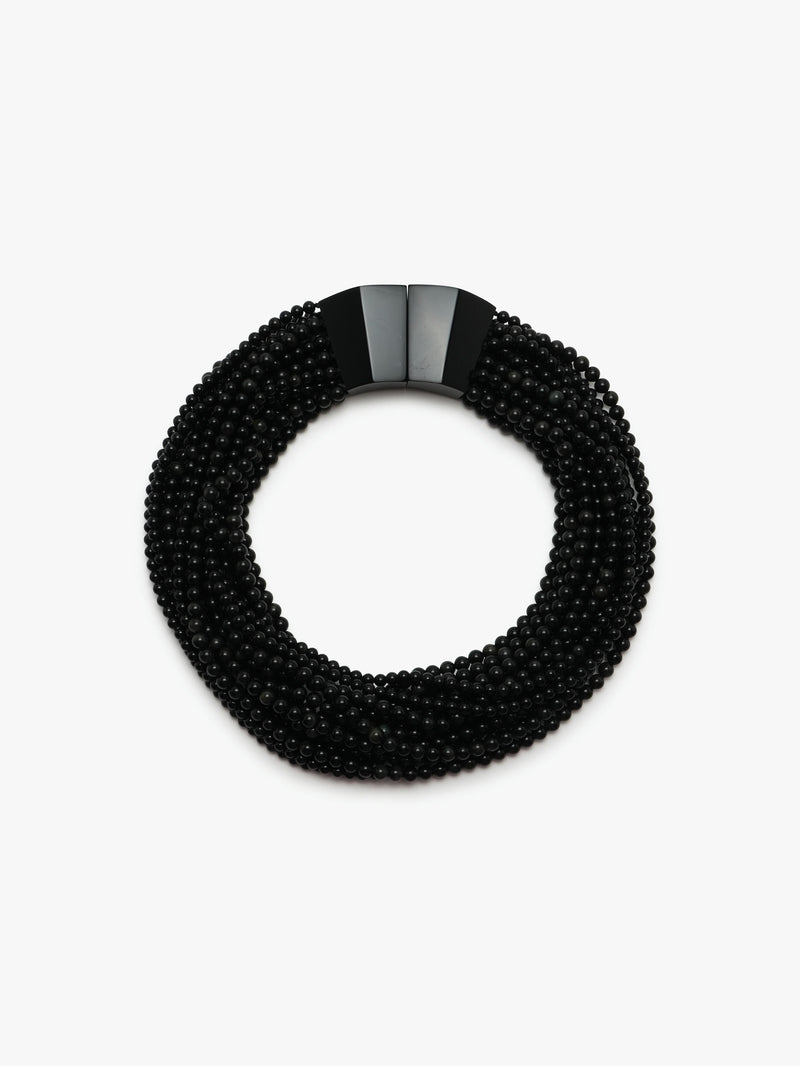 Kaia necklace: obsidian stone, acrylic