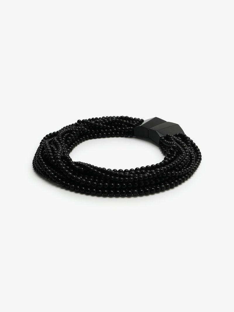 Kaia necklace: obsidian stone, acrylic