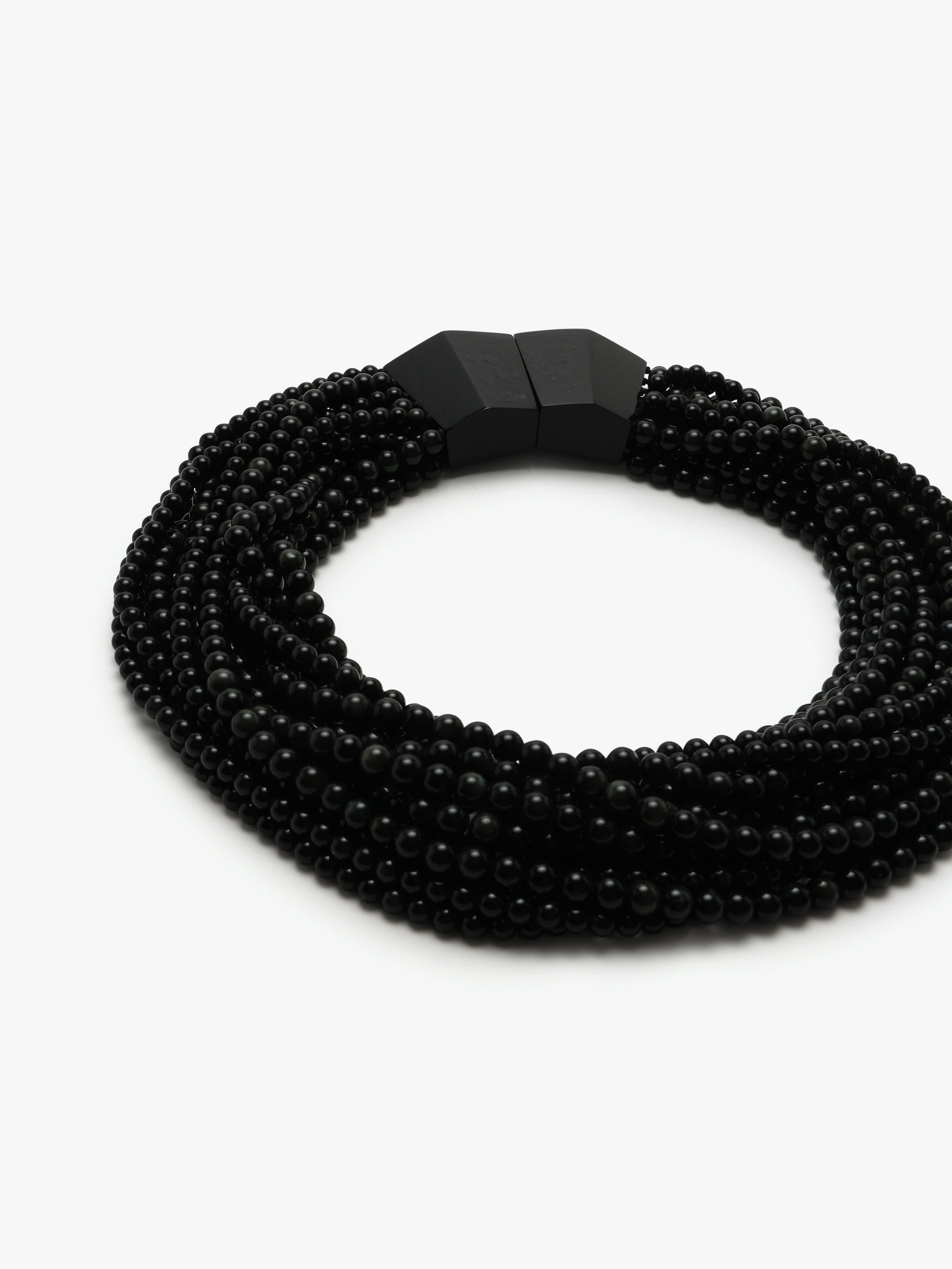 Kaia necklace: obsidian stone, acrylic