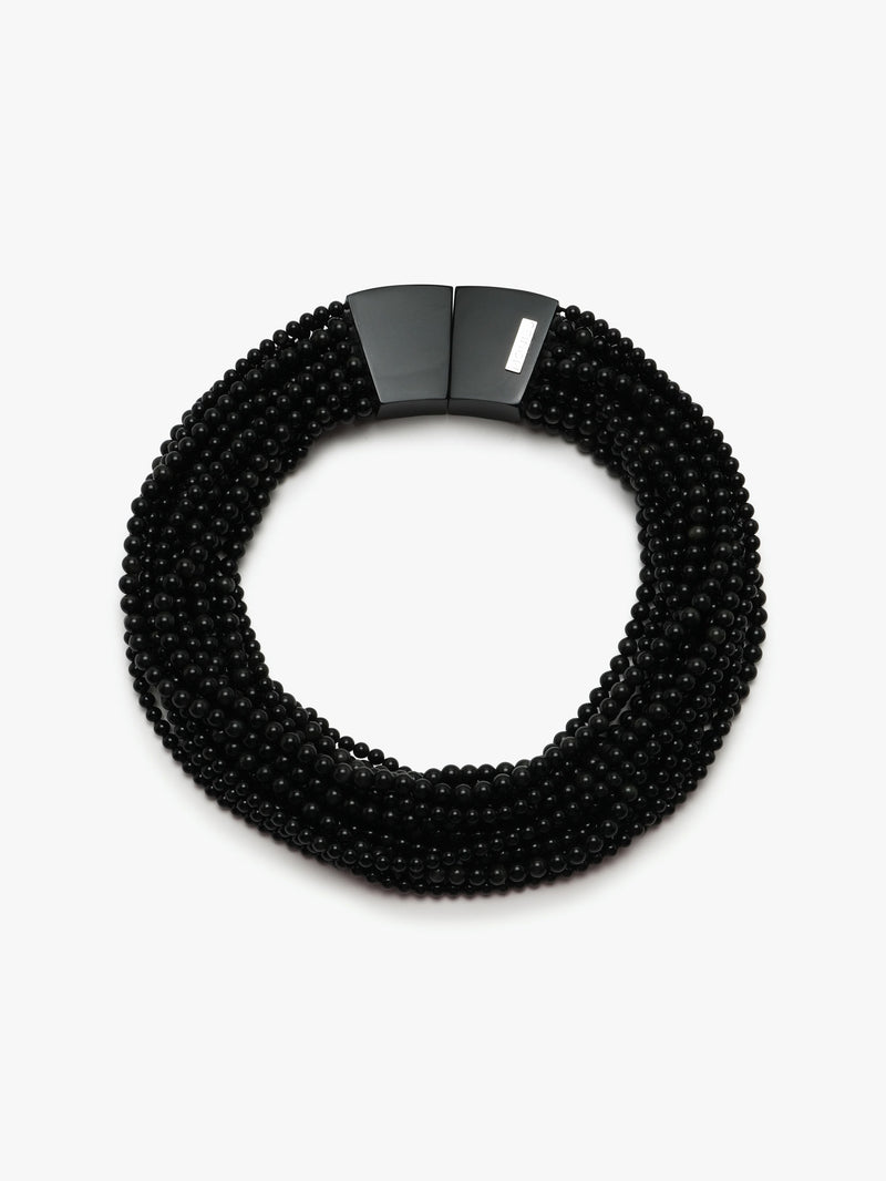 Kaia necklace: obsidian stone, acrylic