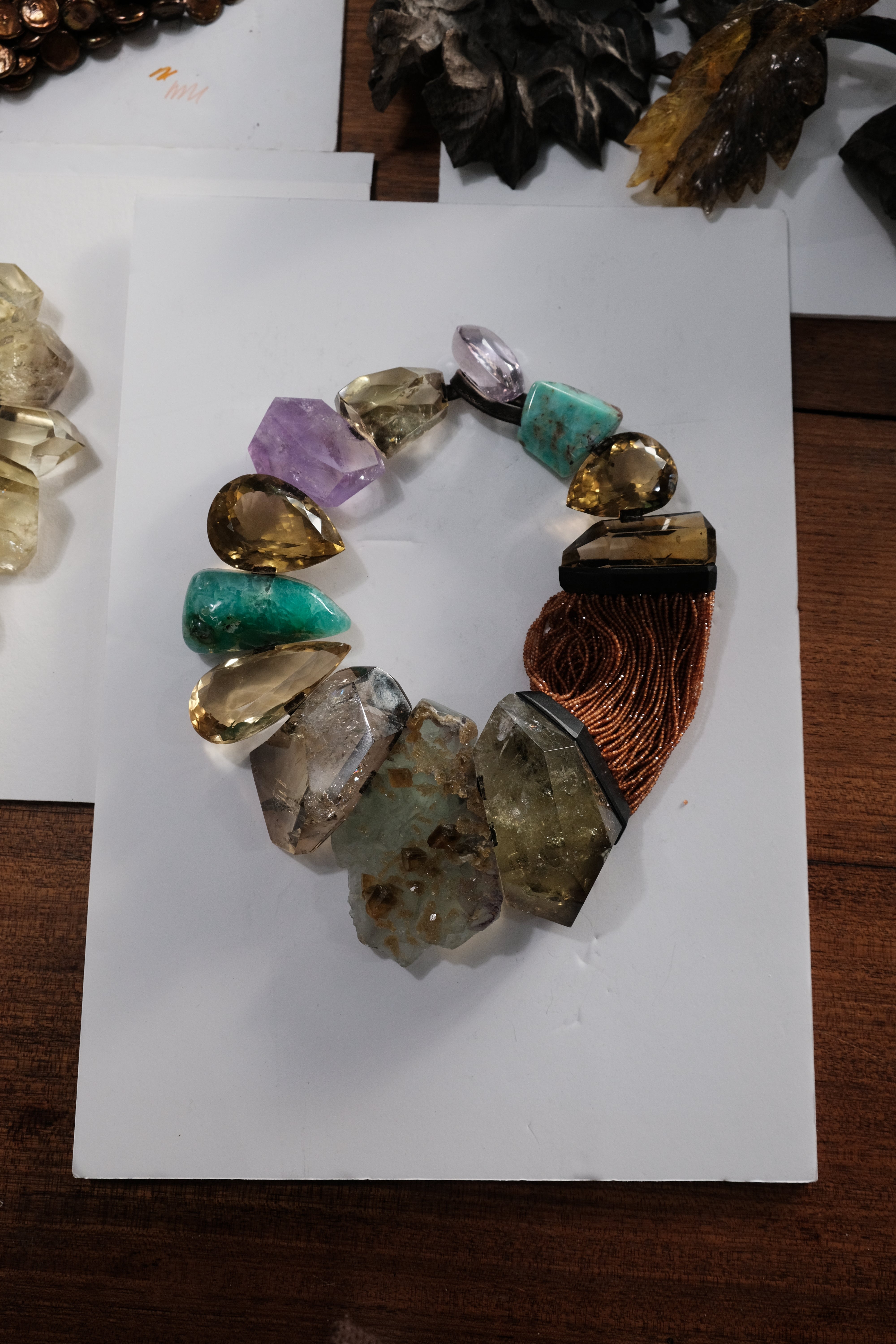 Necklace: citrine, amethyst, chrysoprase, topaz