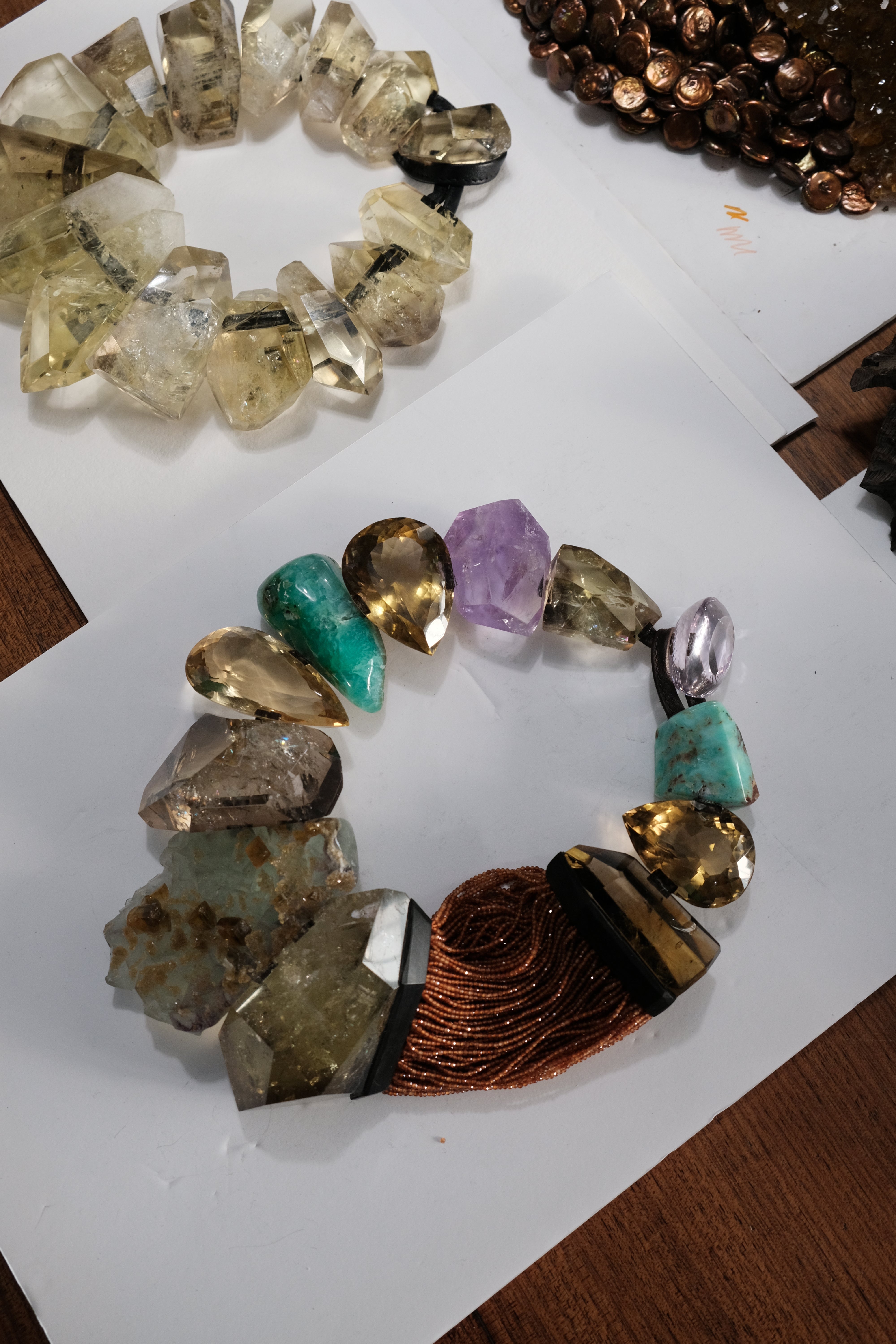 Necklace: citrine, amethyst, chrysoprase, topaz