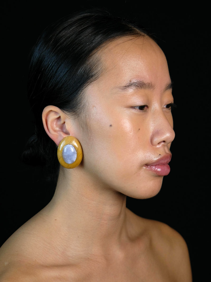 Earrings: calcedony, aventurine