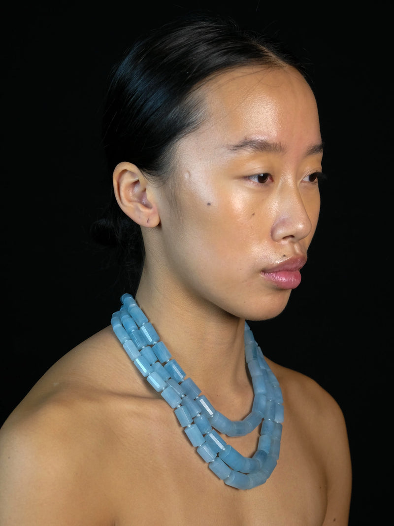 Necklace: aquamarine, ebony