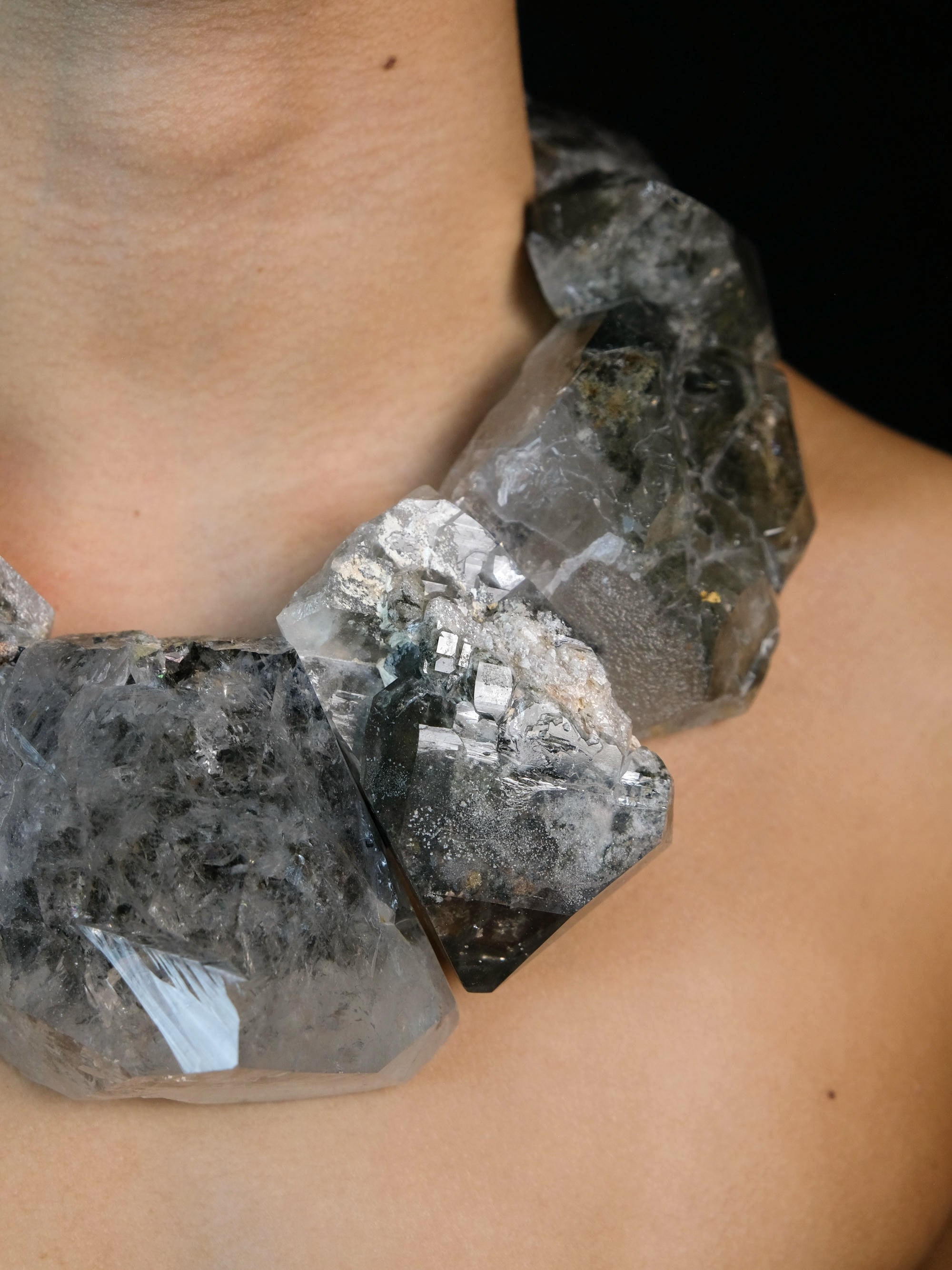 Necklace: garden quartz, amethyst