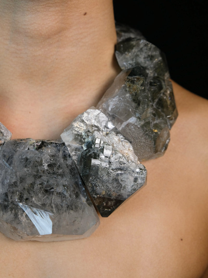 Necklace: garden quartz, amethyst