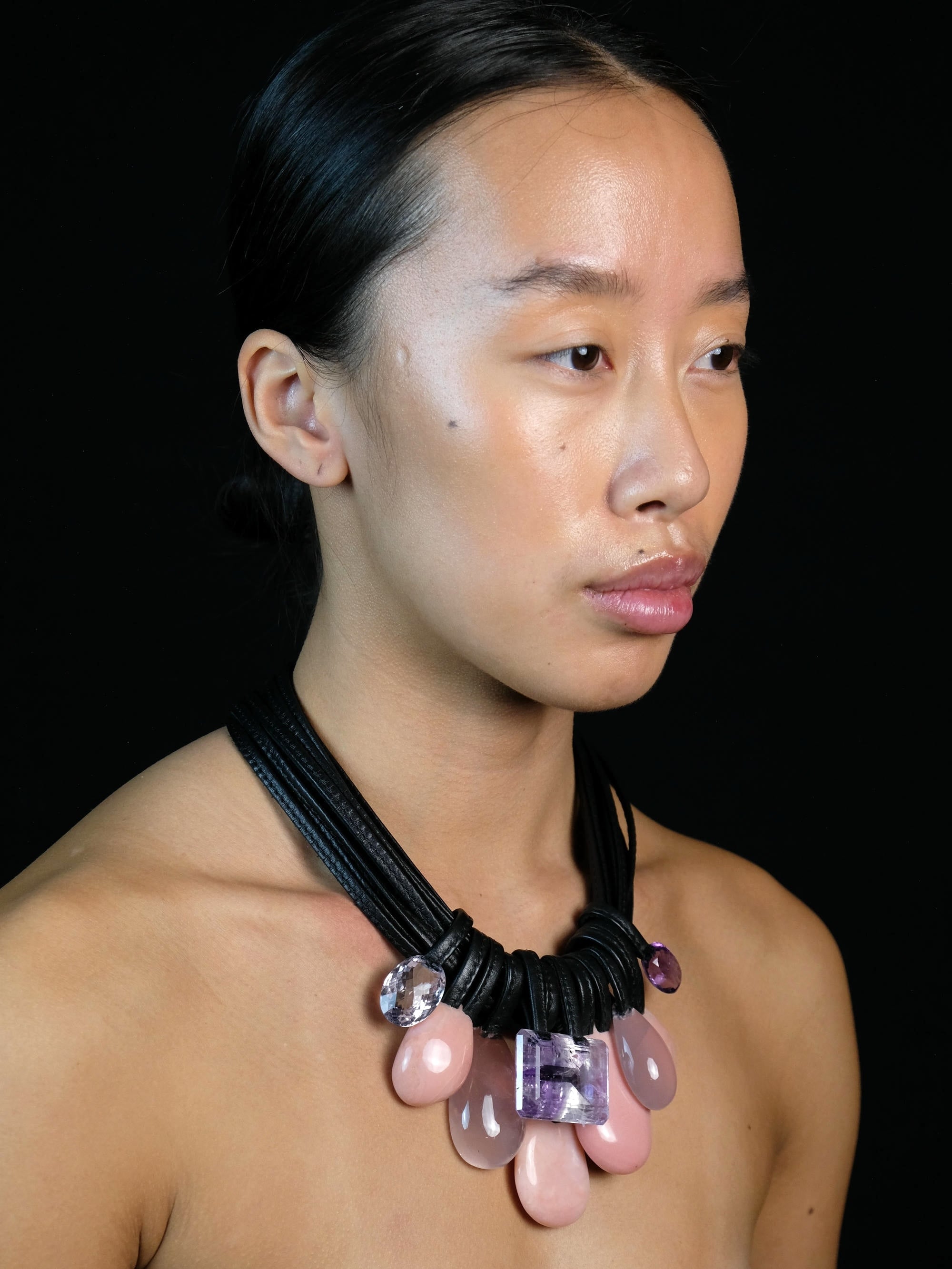 Necklace: Andean opal, rose quartz, amethyst