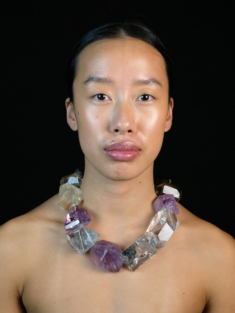 Necklace: amethyst, citrine, rutilated quartz