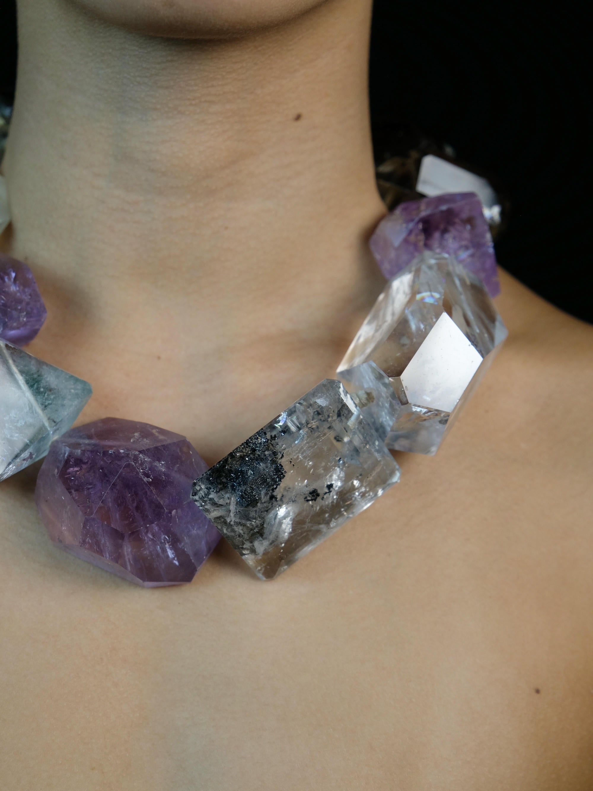 Necklace: amethyst, citrine, rutilated quartz