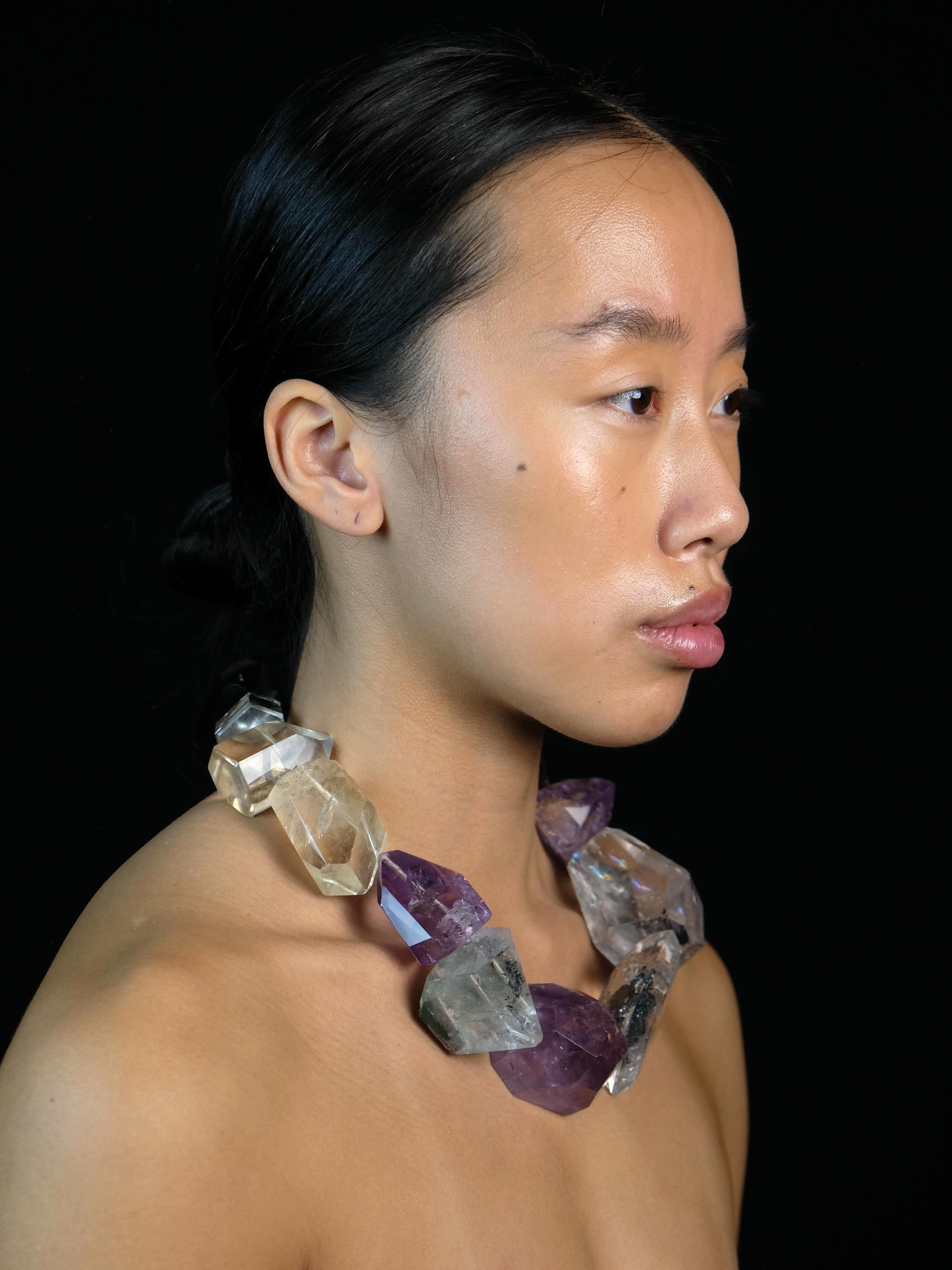 Necklace: amethyst, citrine, rutilated quartz