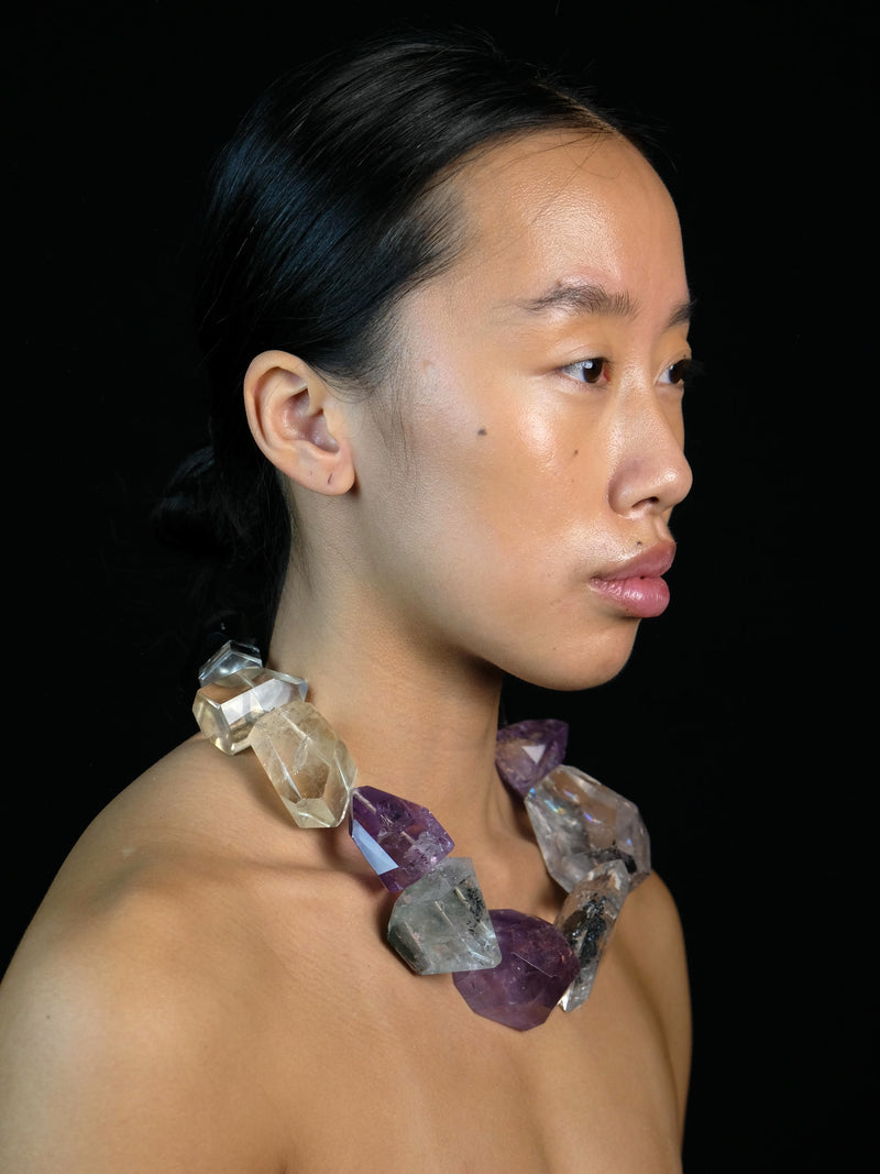 Necklace: amethyst, citrine, rutilated quartz