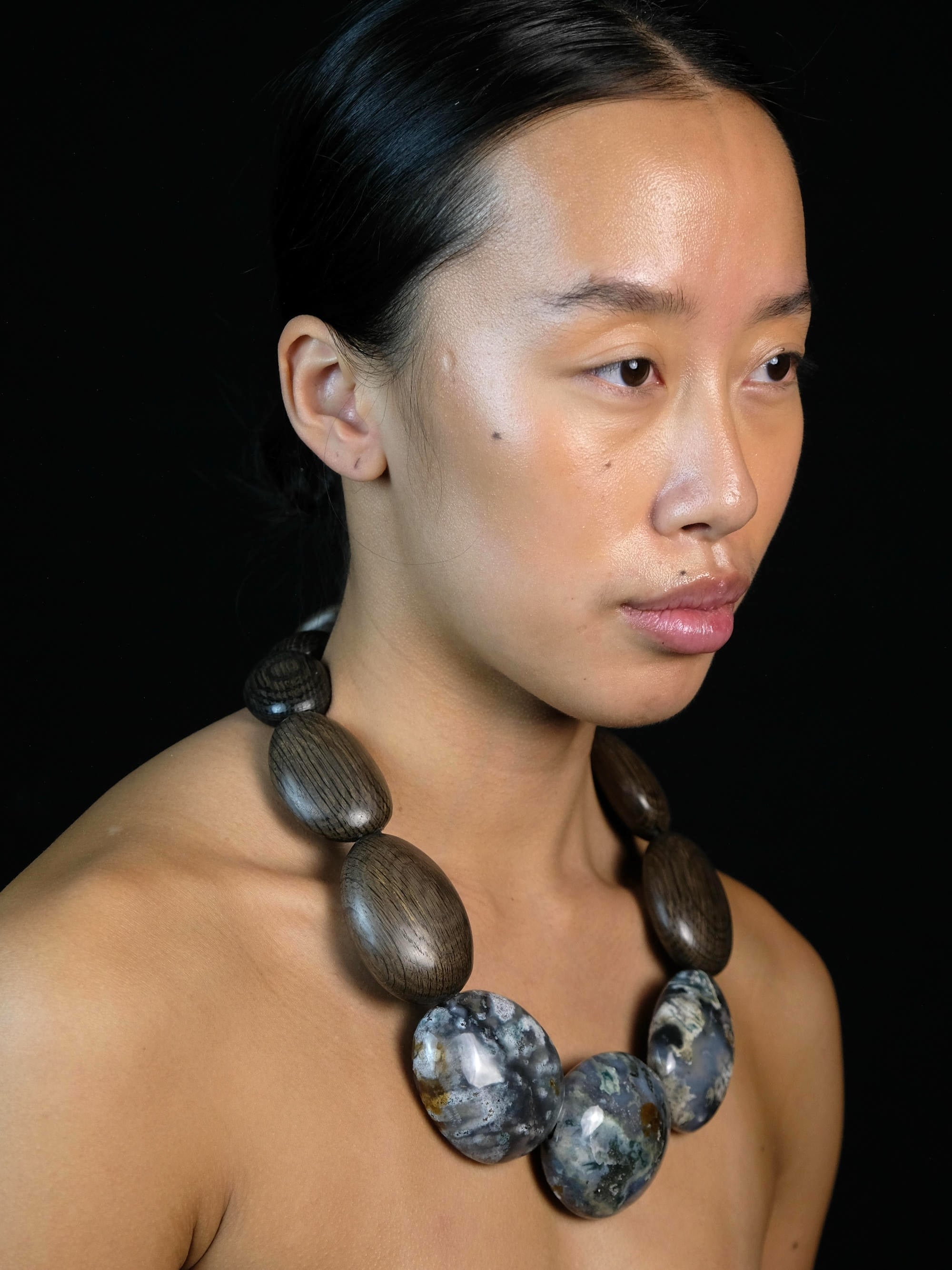 Necklace: ocean jasper, bog oak