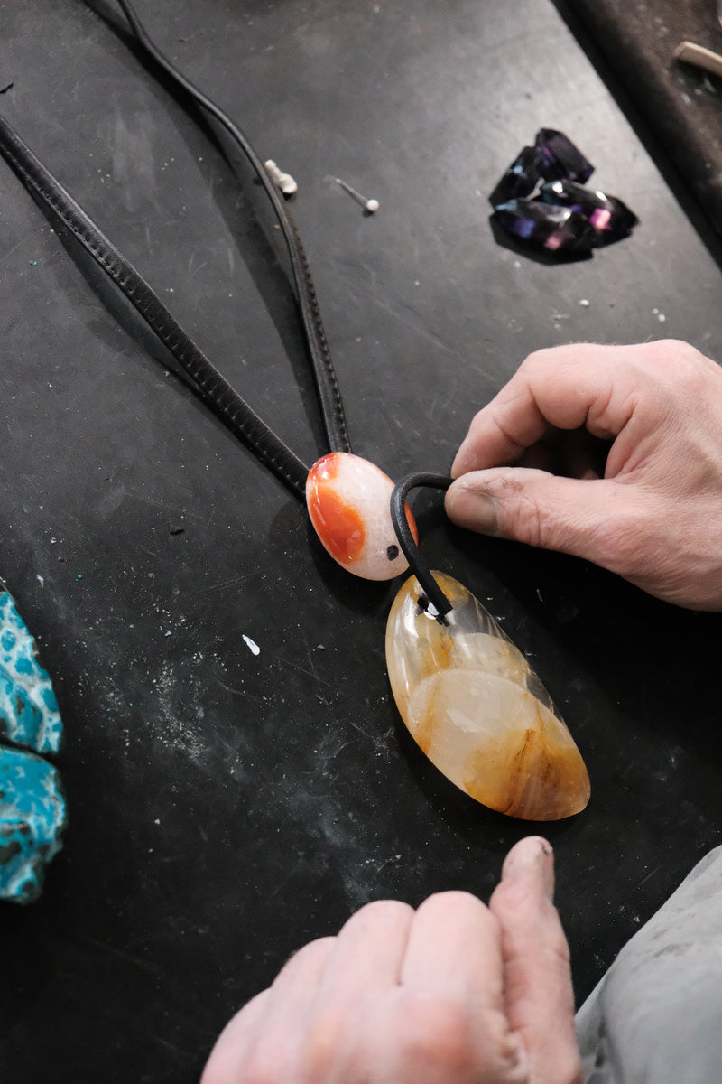 Pendant: agate, hematoid quartz