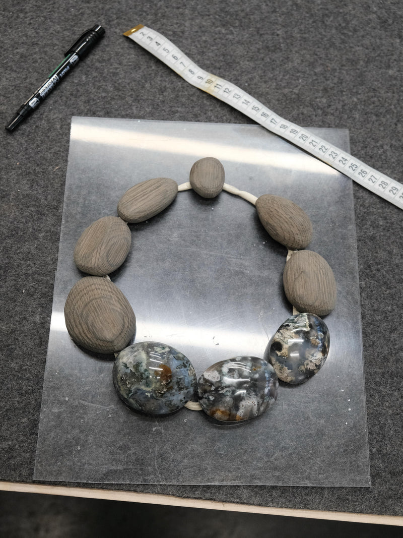 Necklace: ocean jasper, bog oak