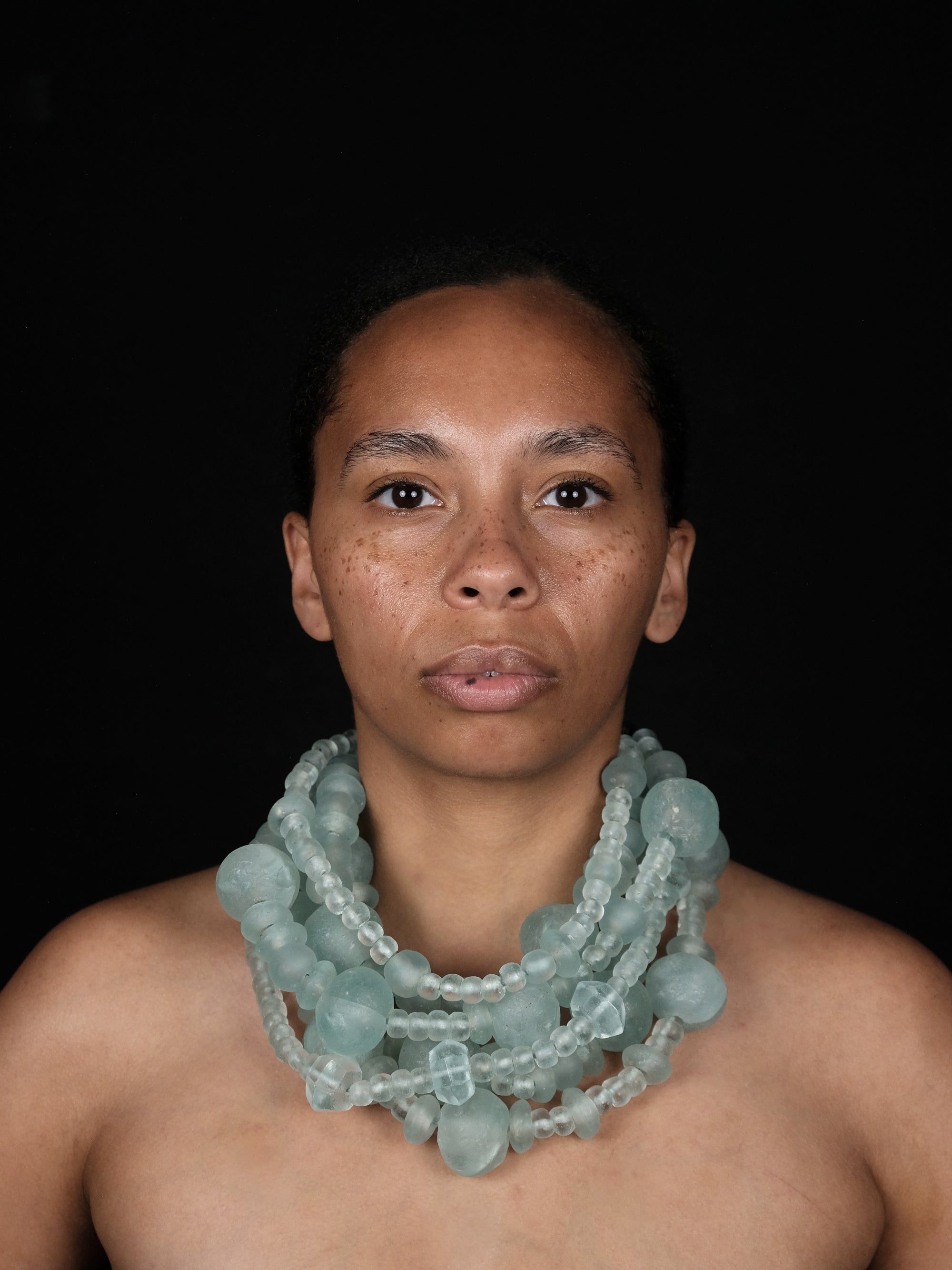 Necklace: glass, citrine